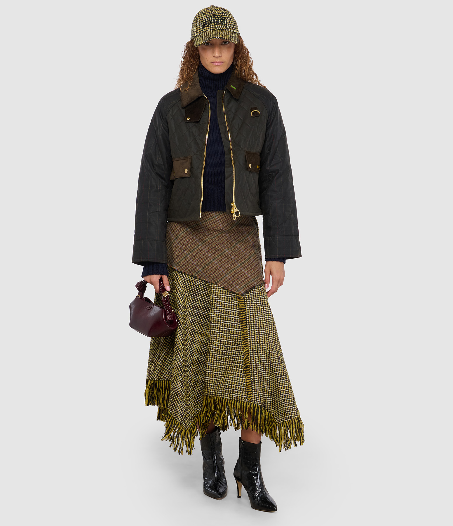 Jupe Woollen Check Patchwork Multicolour
