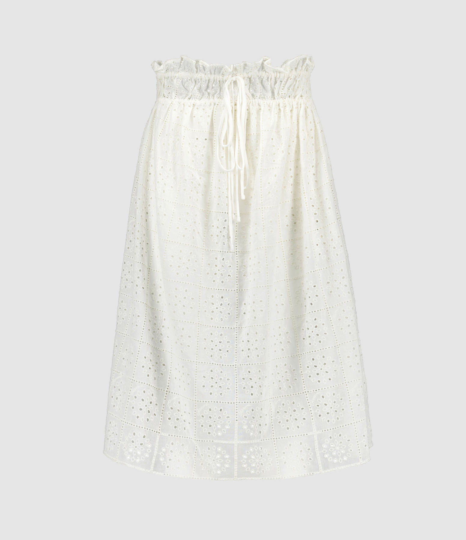 Jupe Midi Broderie Anglaise Coton Organique Blanc