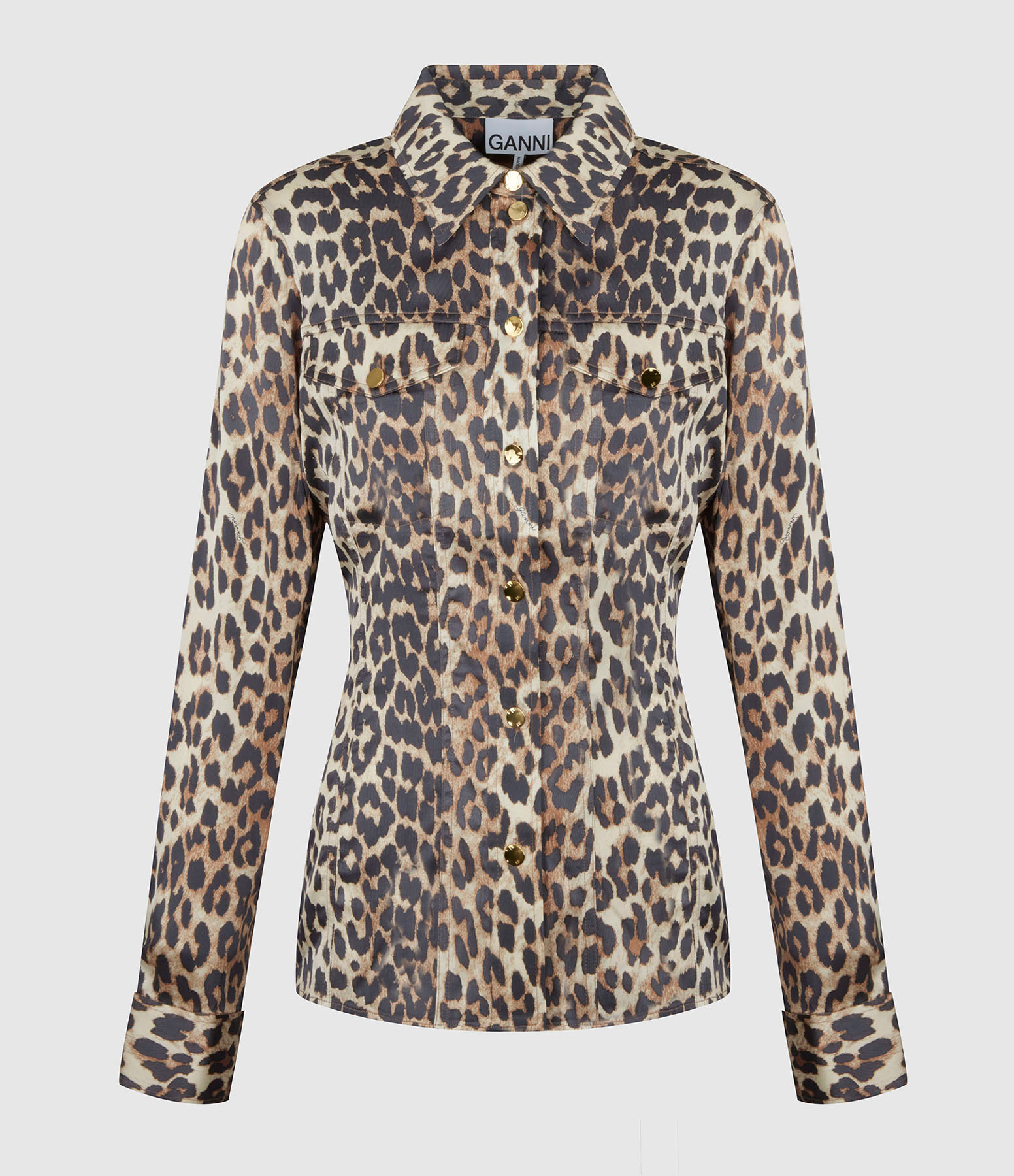 Blouse Printed Satin Shirt Leopard