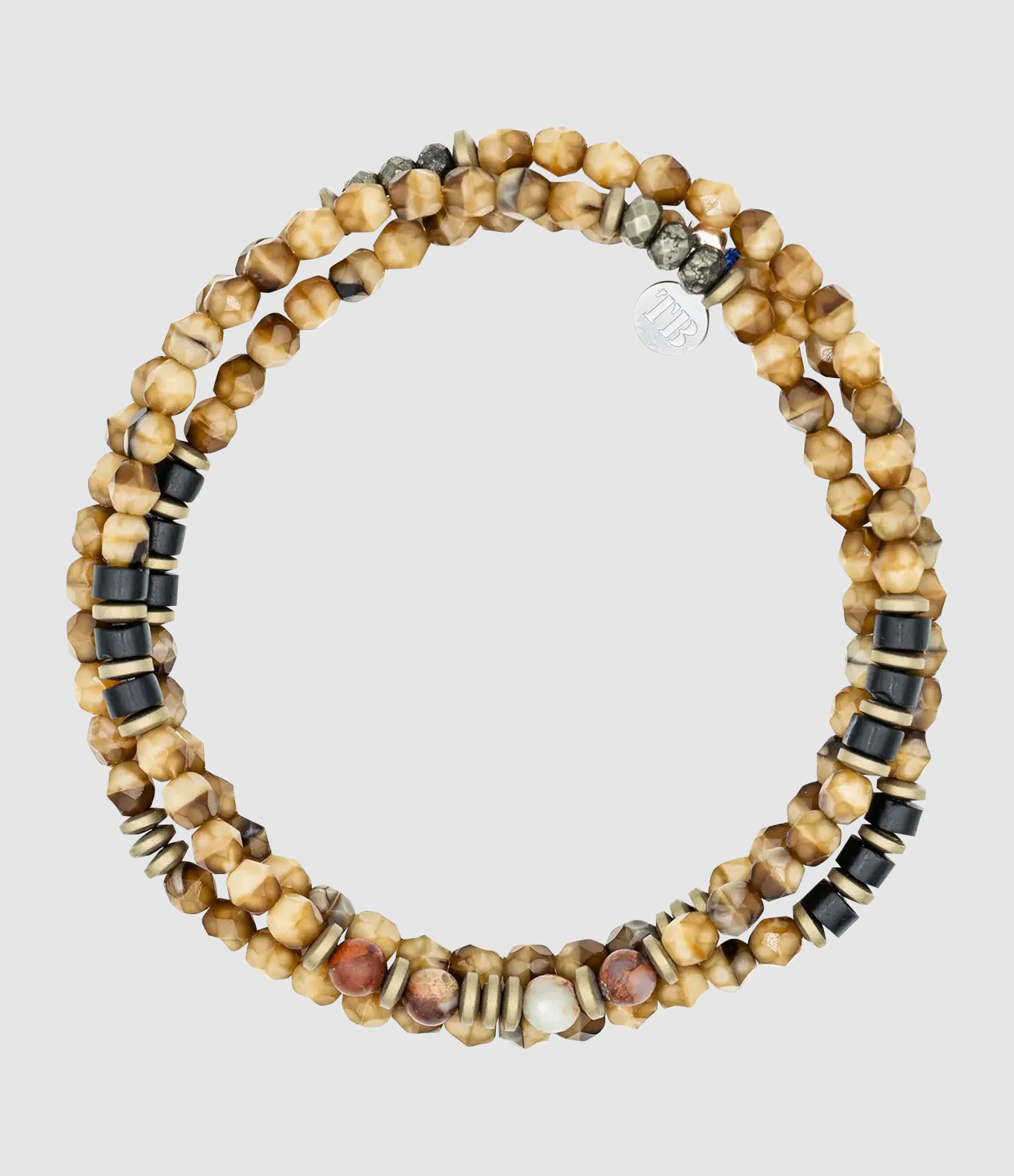 Collier Et Bracelet 3 Tours Gentleman Snake Caramel 56 cm