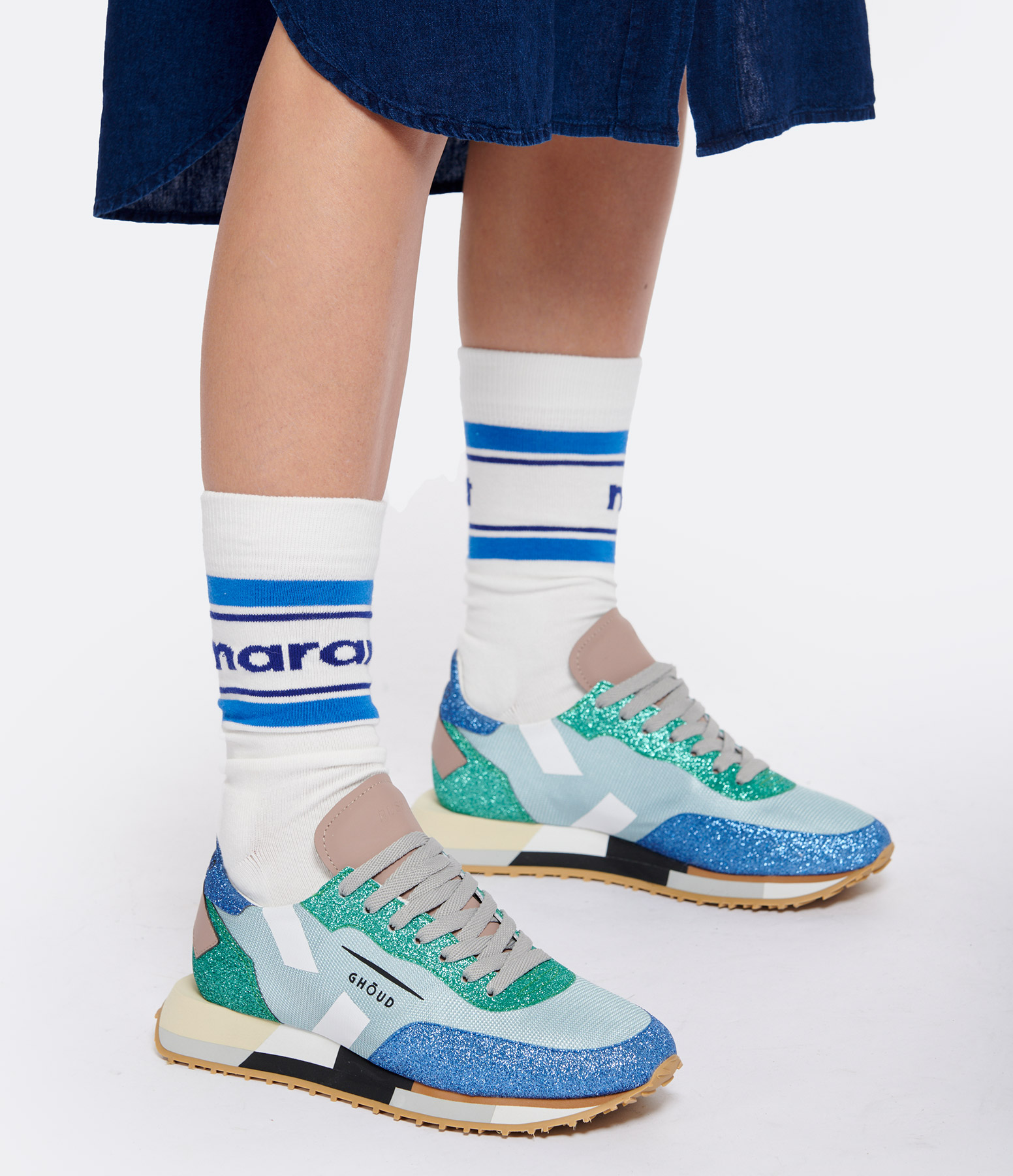 Baskets Star Low Wom  Mesh Glitter Sky Blue