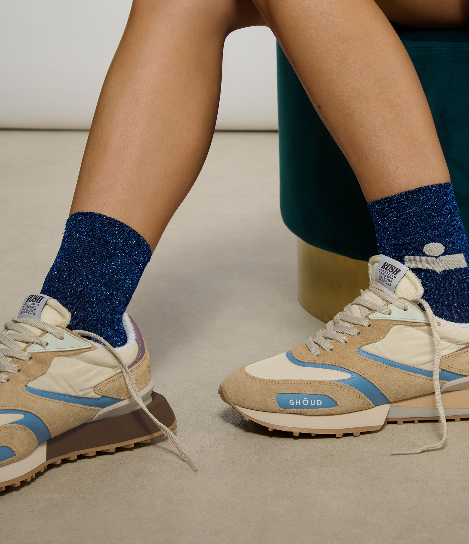 Baskets Rush Groove 2.0 Low Wom Nylon Suede Cream Avio