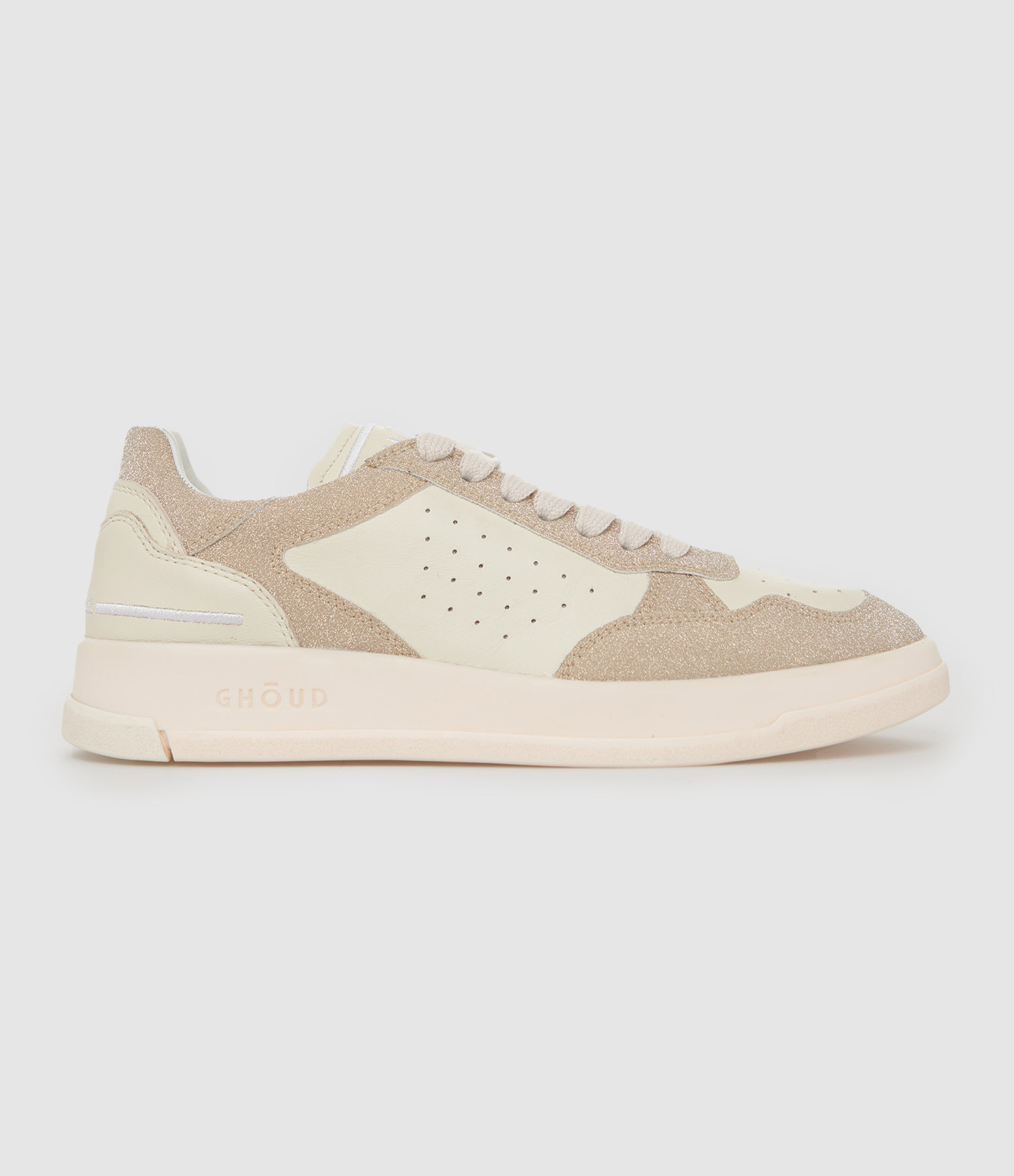 Baskets Tweener Low Wom Leather Glitter Cream Plat
