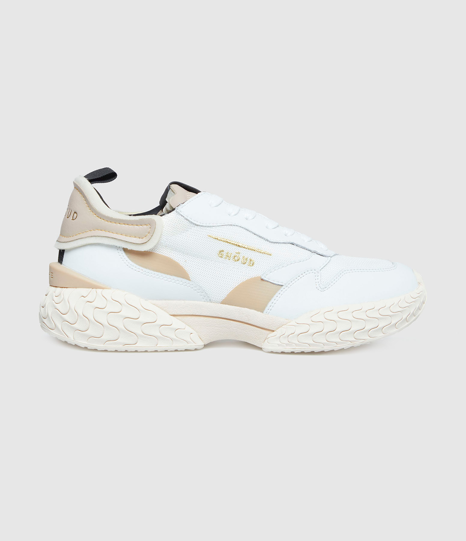 Baskets Tyre Low Wom Mesh Leather White Taupe