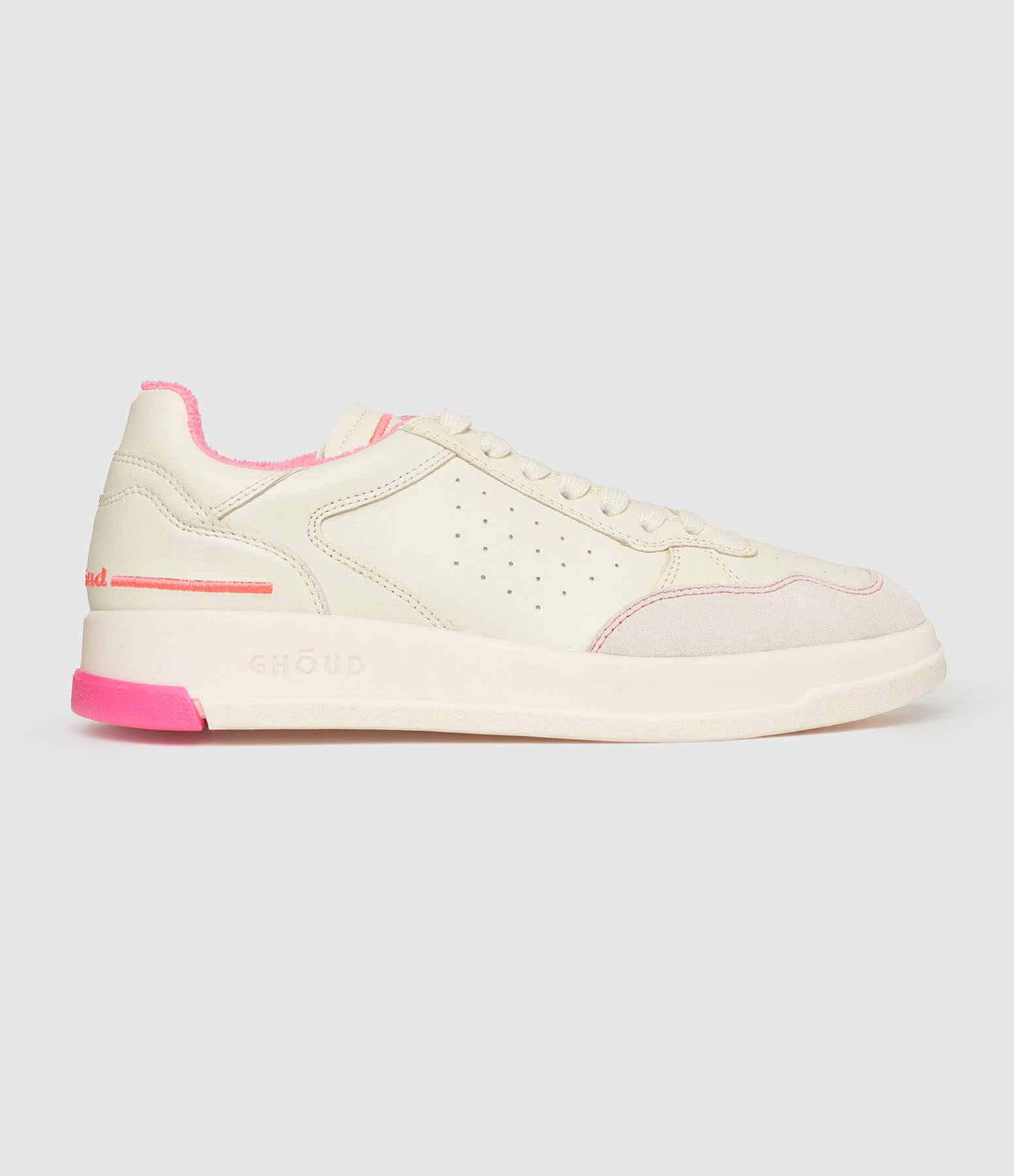 Baskets Tweener Low Wom Fluo Leat Cream Fuchsia