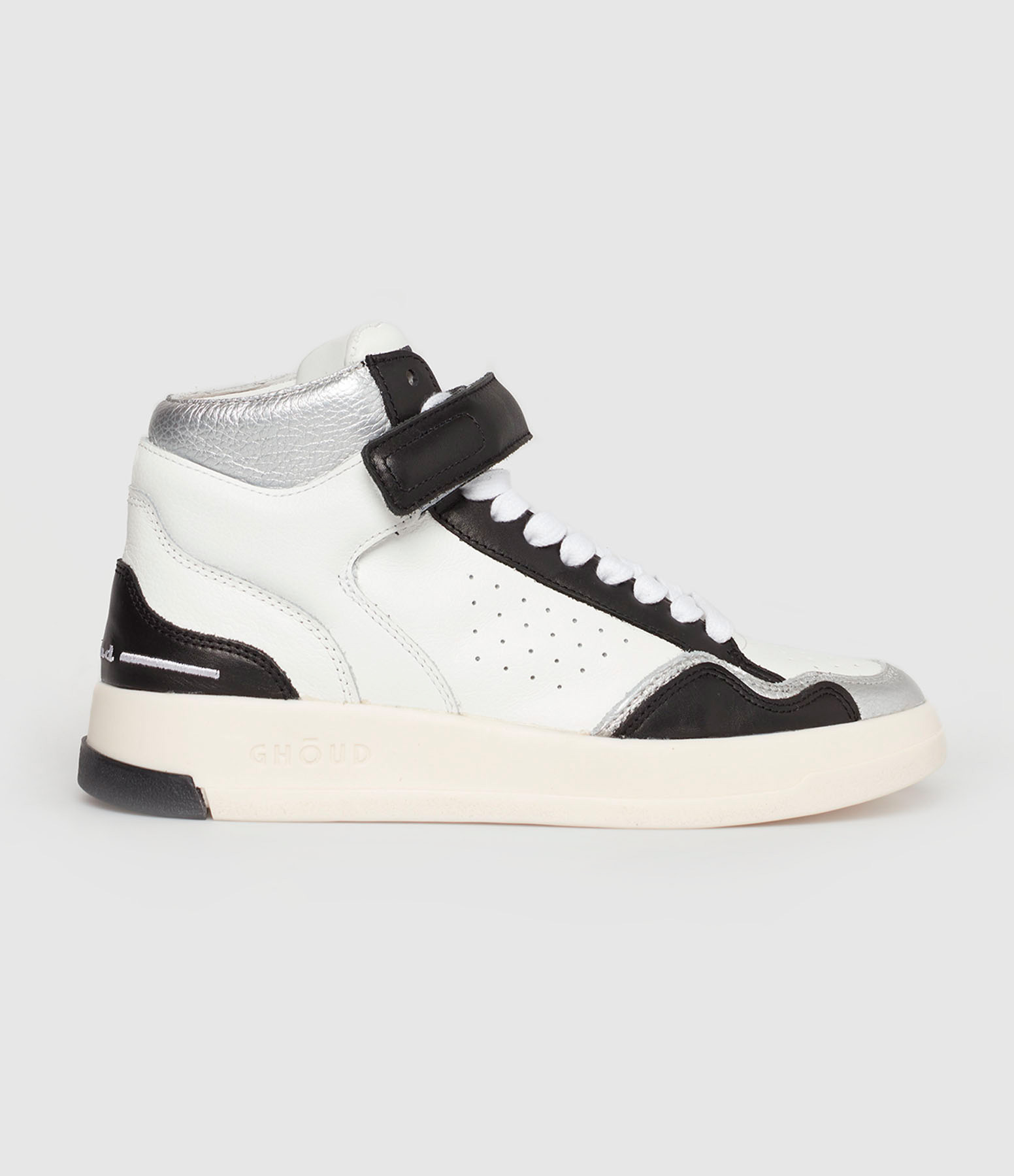 Baskets Tweener Mid Wom Leather Mirror Black Silver