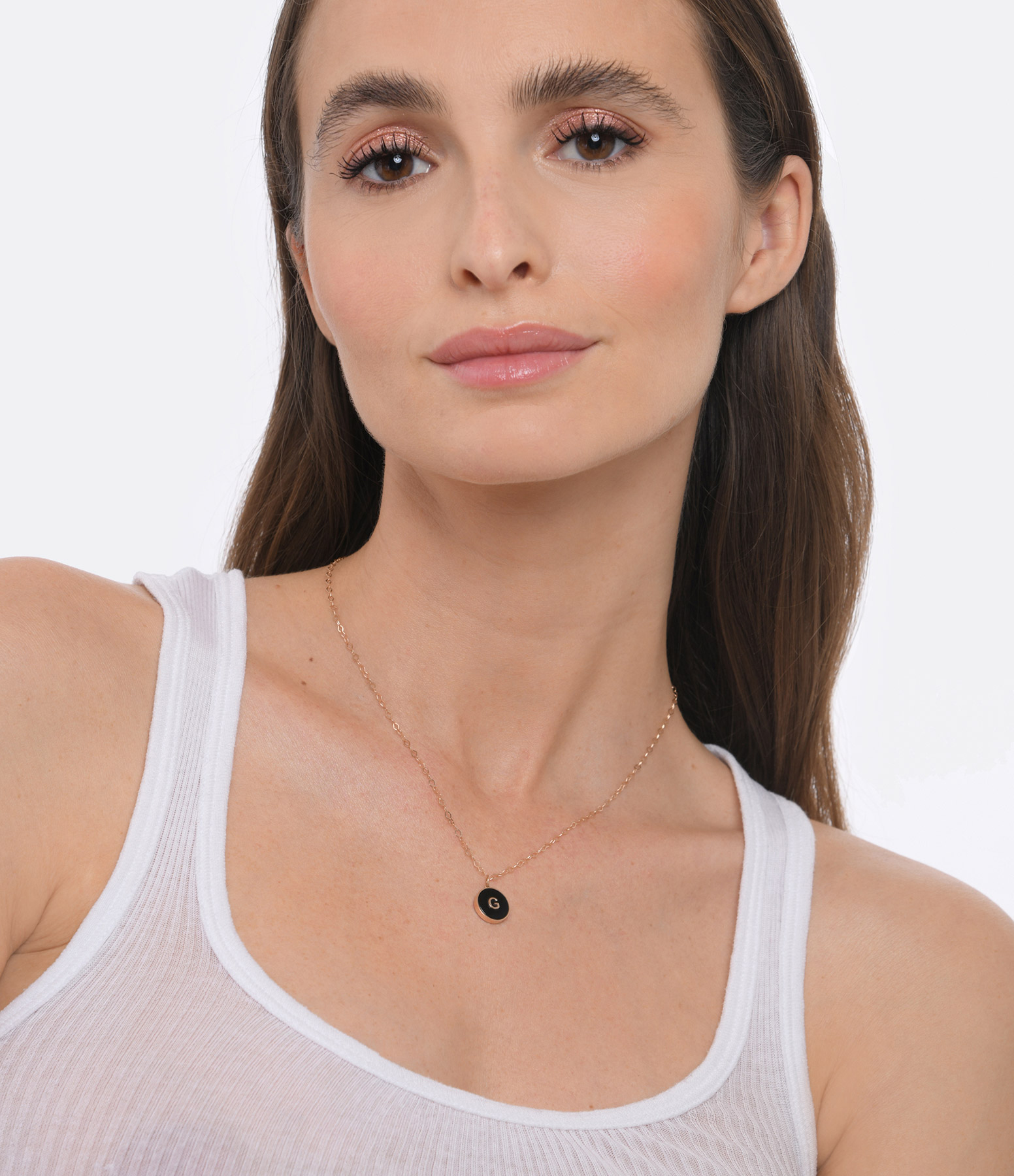 Collier Initial Onyx Or Rose, Personnalisable
