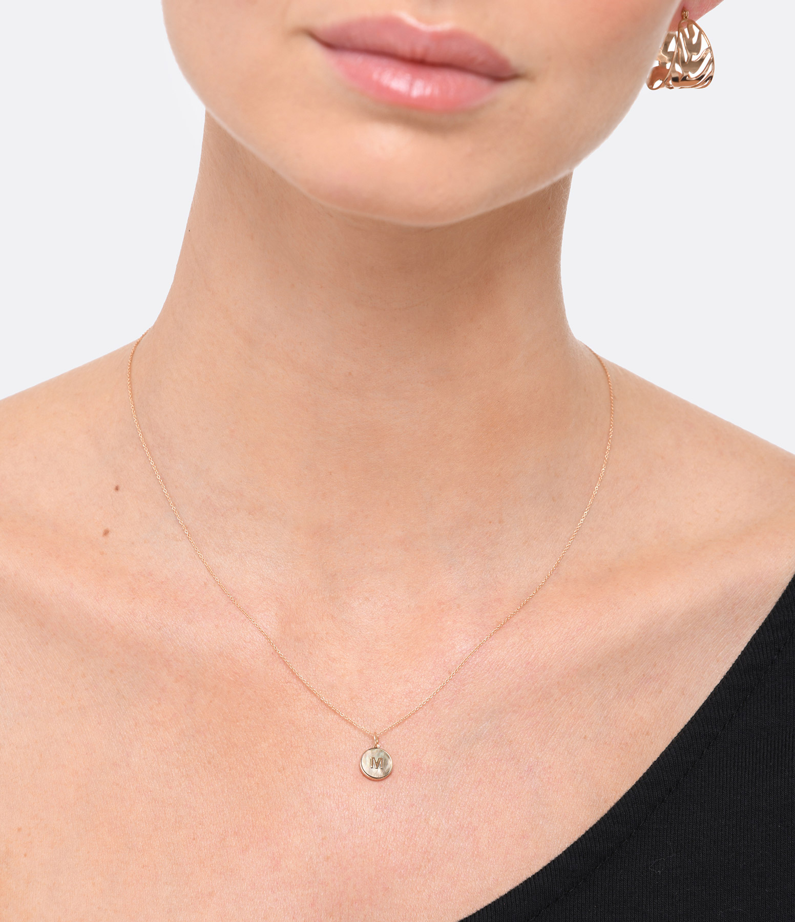 Pendentif Initial Nacre Blanche Or Rose, Personnalisable
