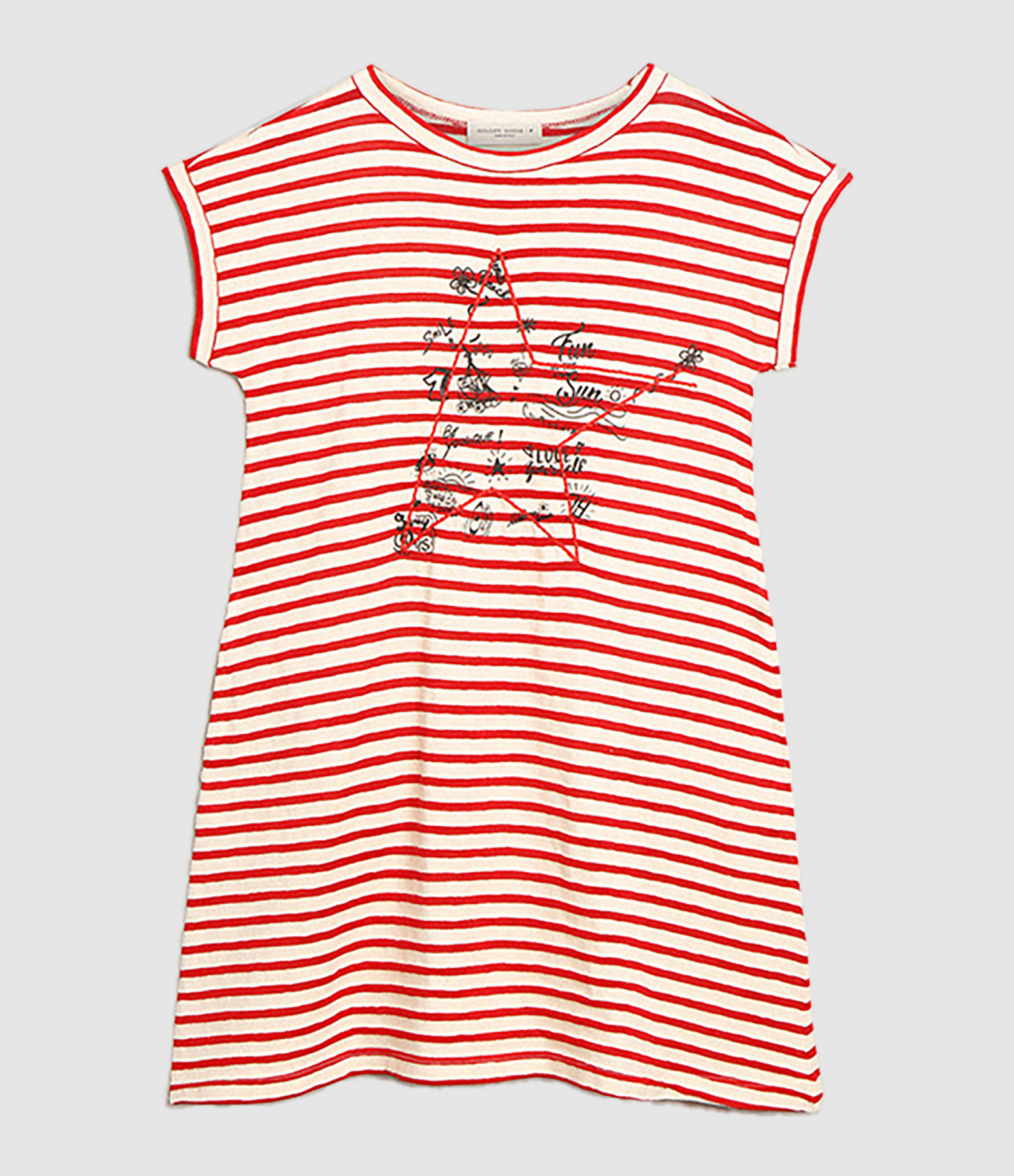 Robe Tee-shirt Golden Enfant Coton Rayures Rouge