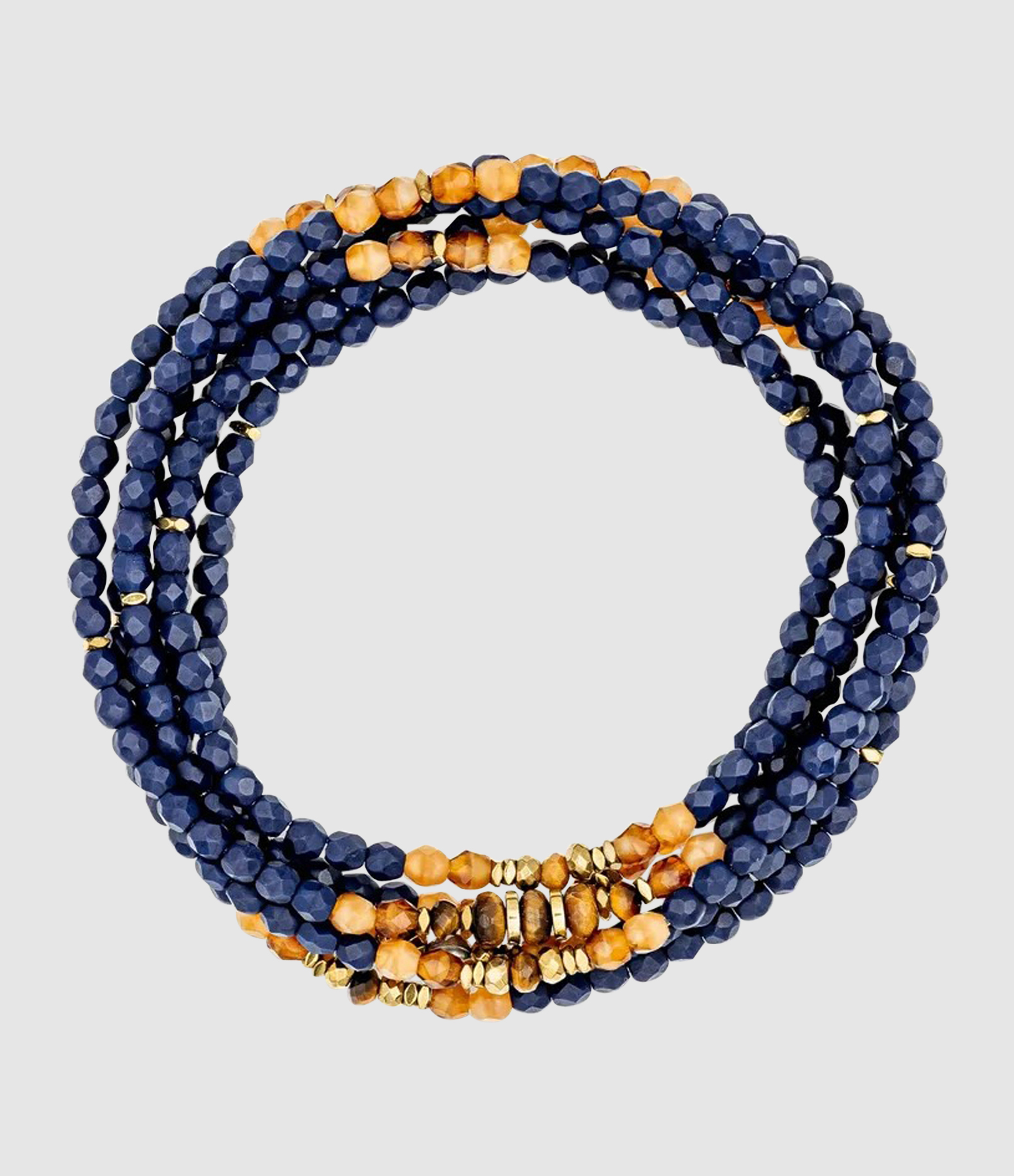 Collier Et Bracelet 6 Tours Glinda Bleu Marine