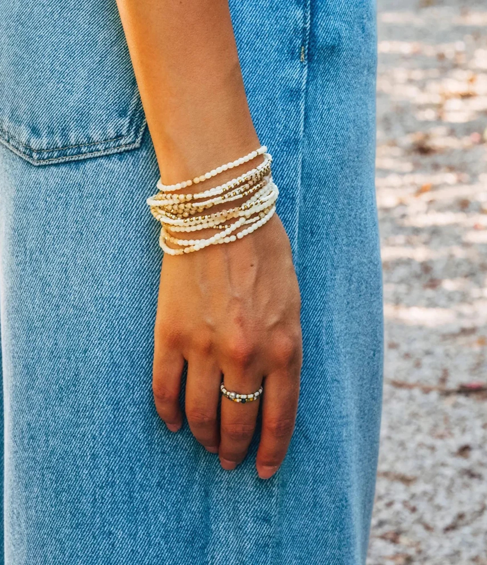 Collier Et Bracelet 6 Tours Glinda Vanille