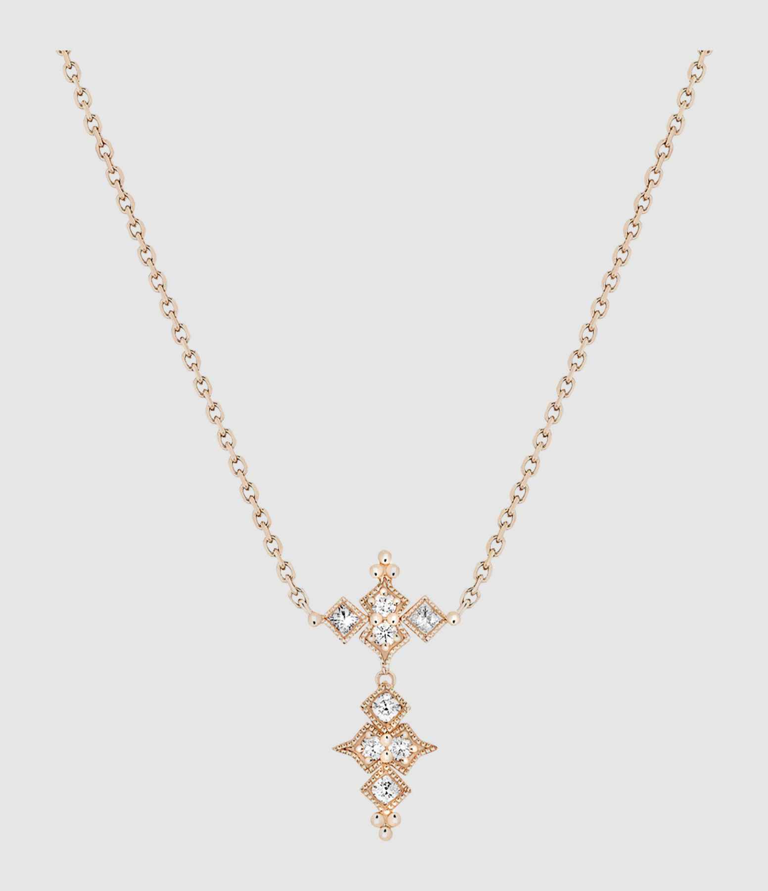 Collier Glitter Diamants Or Rose