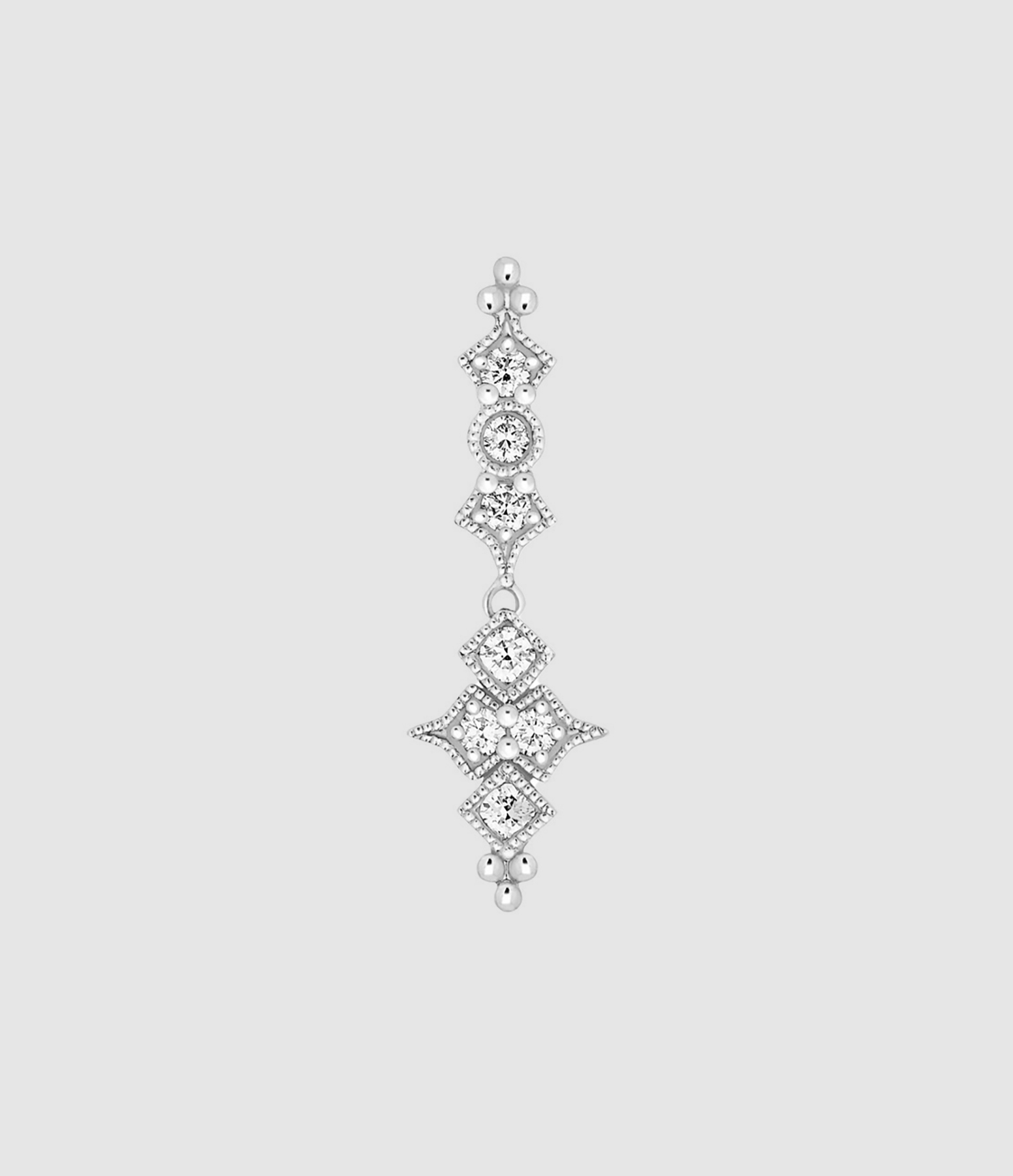 Boucle d'oreille Bouton Glitter Diamants Or Blanc (vendue à l'unité)