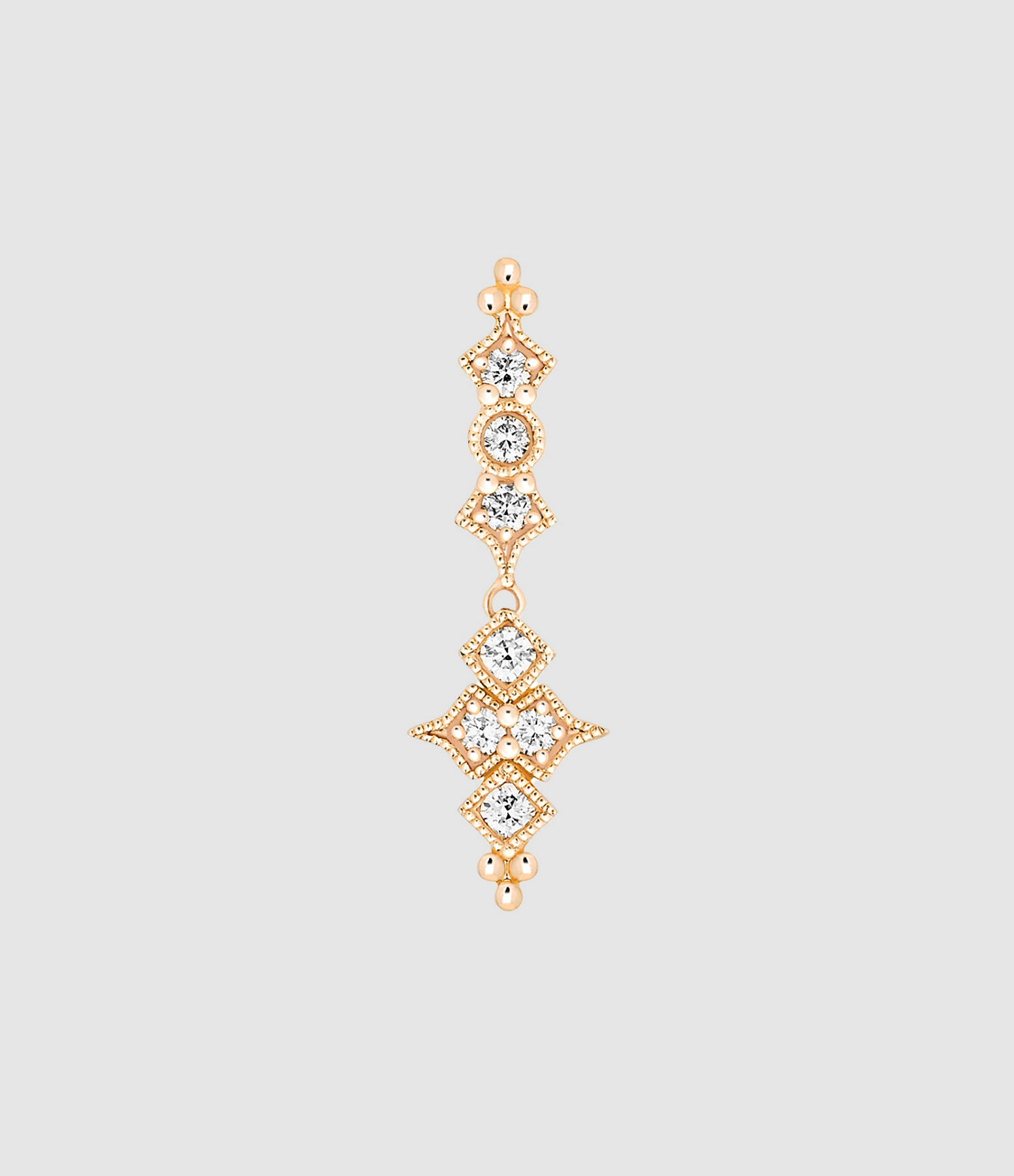 Boucle d'oreille Bouton Glitter Diamants Or Rose (vendue à l'unité)