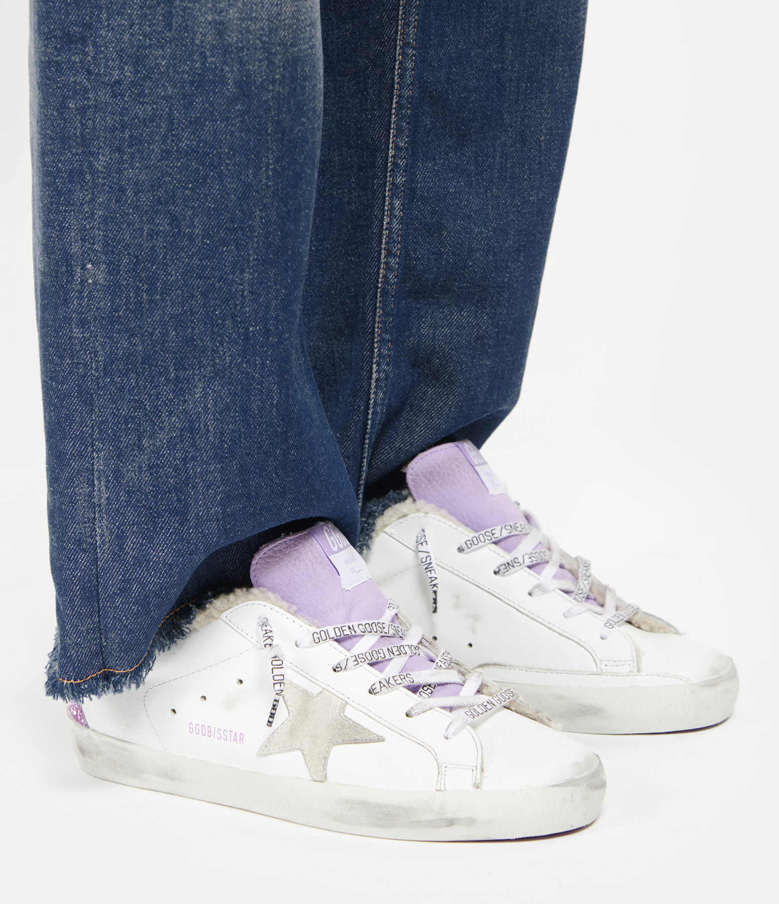 Baskets Super-star Mouton Cuir Blanc Glitter Violet