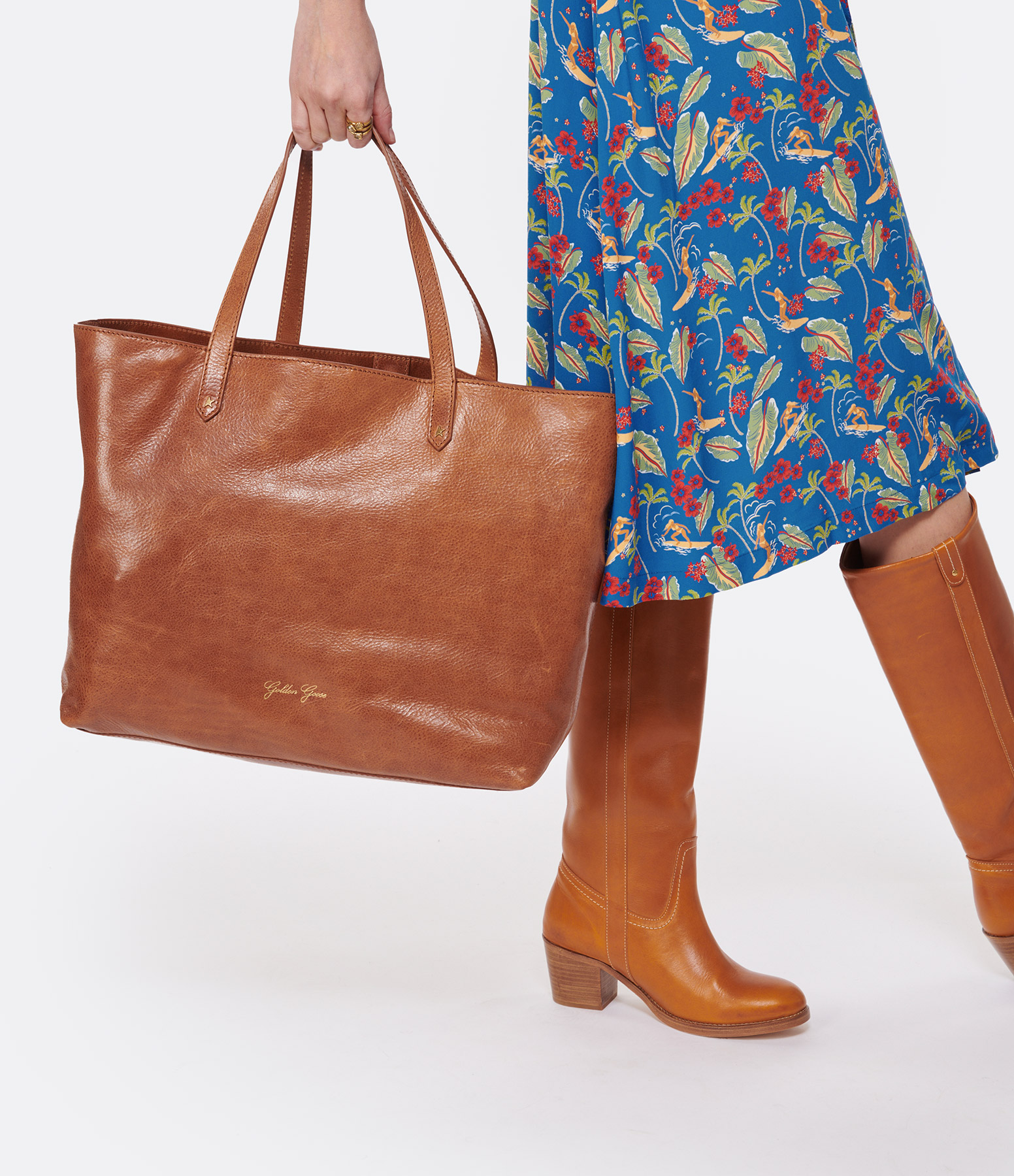 Cabas Golden Pasadena Cuir Camel