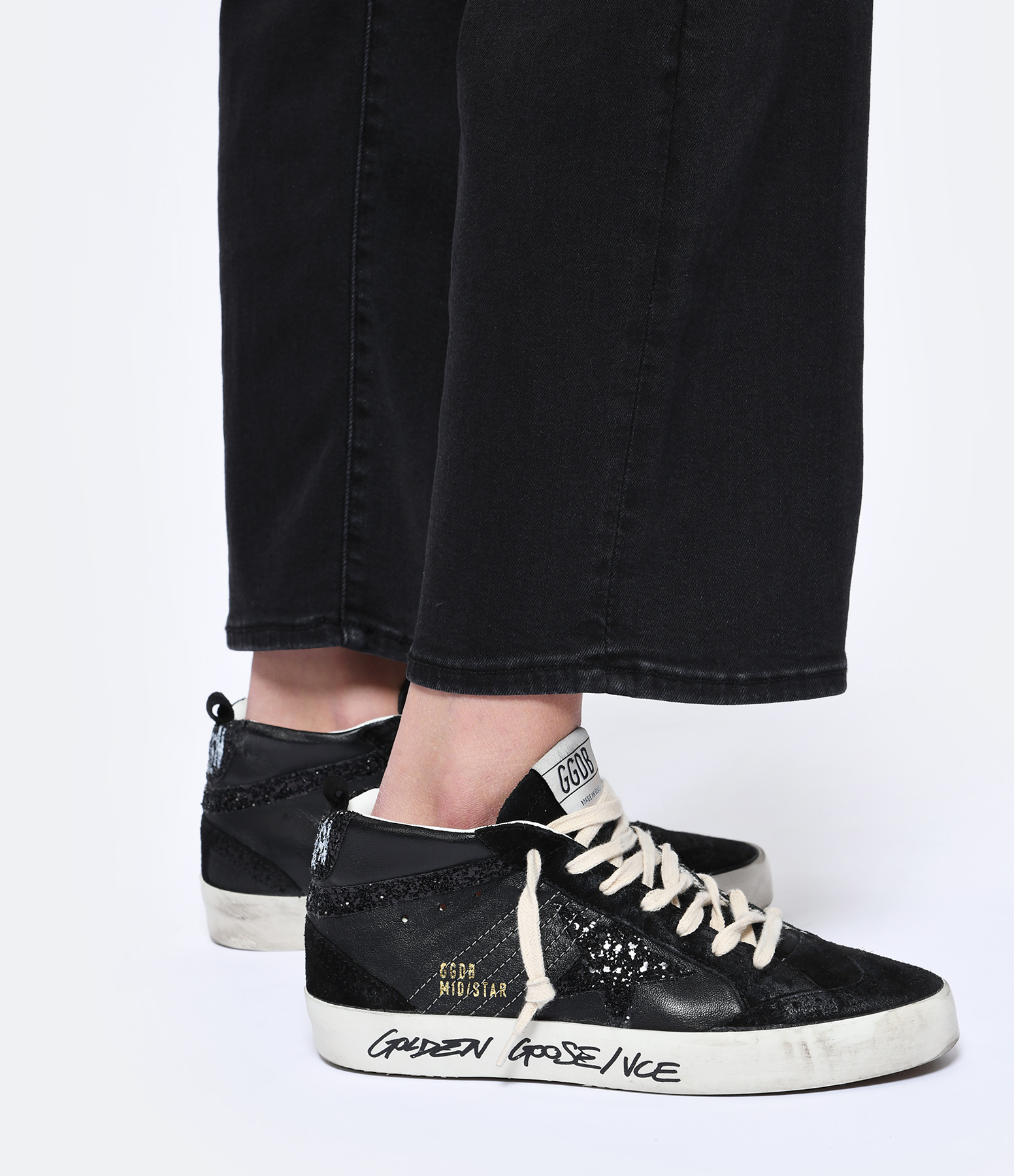 Baskets Mid Star Cuir Noir