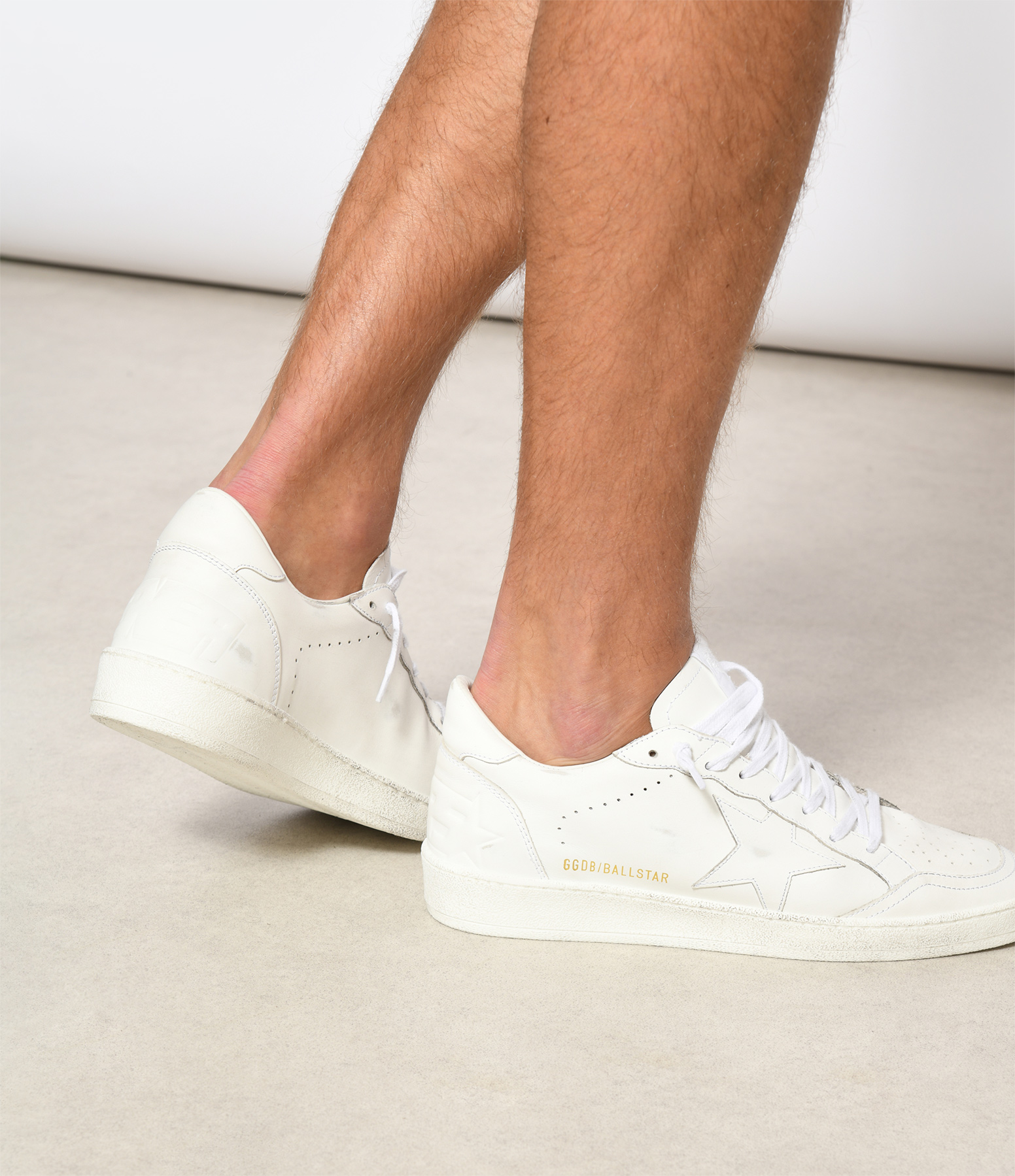 Baskets Homme Ball Star Cuir Blanc