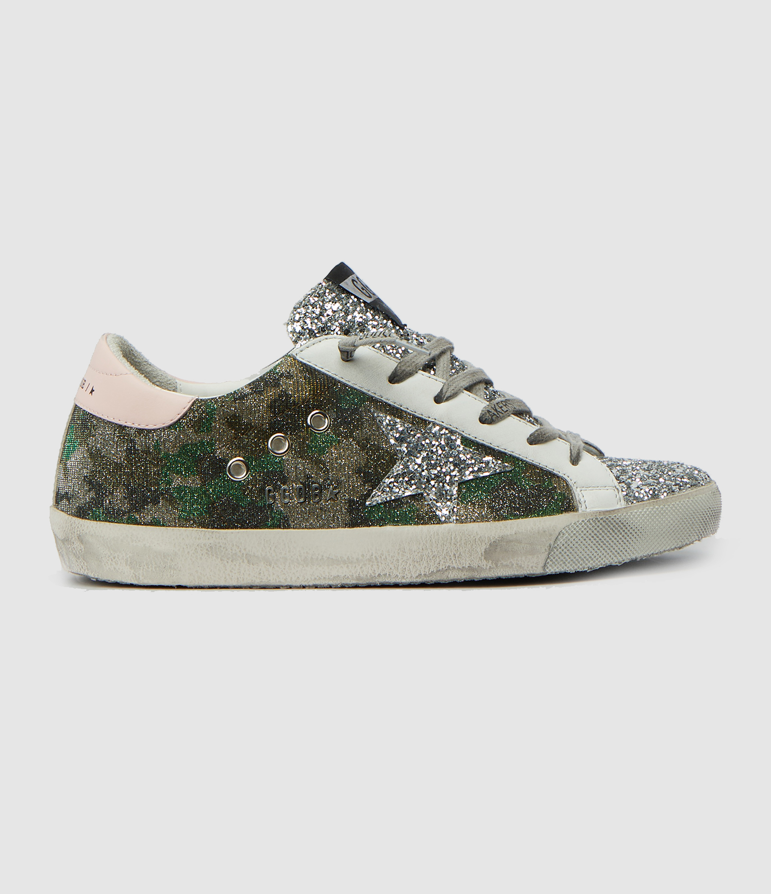Baskets Super-star Cuir Militaire Glitter