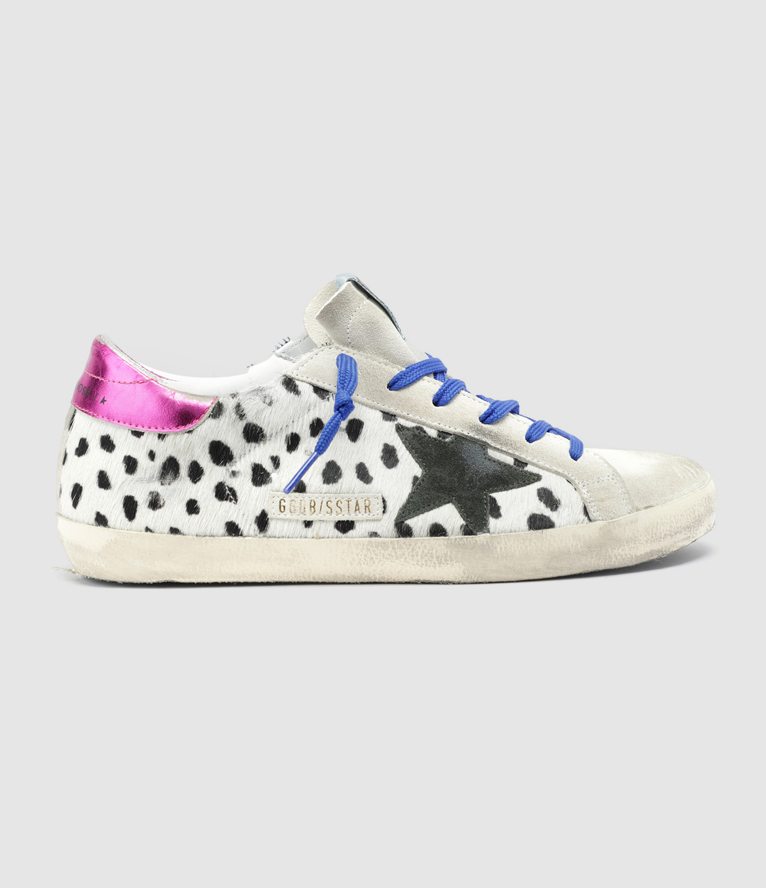 Baskets Super-star Cuir Pois Fushia
