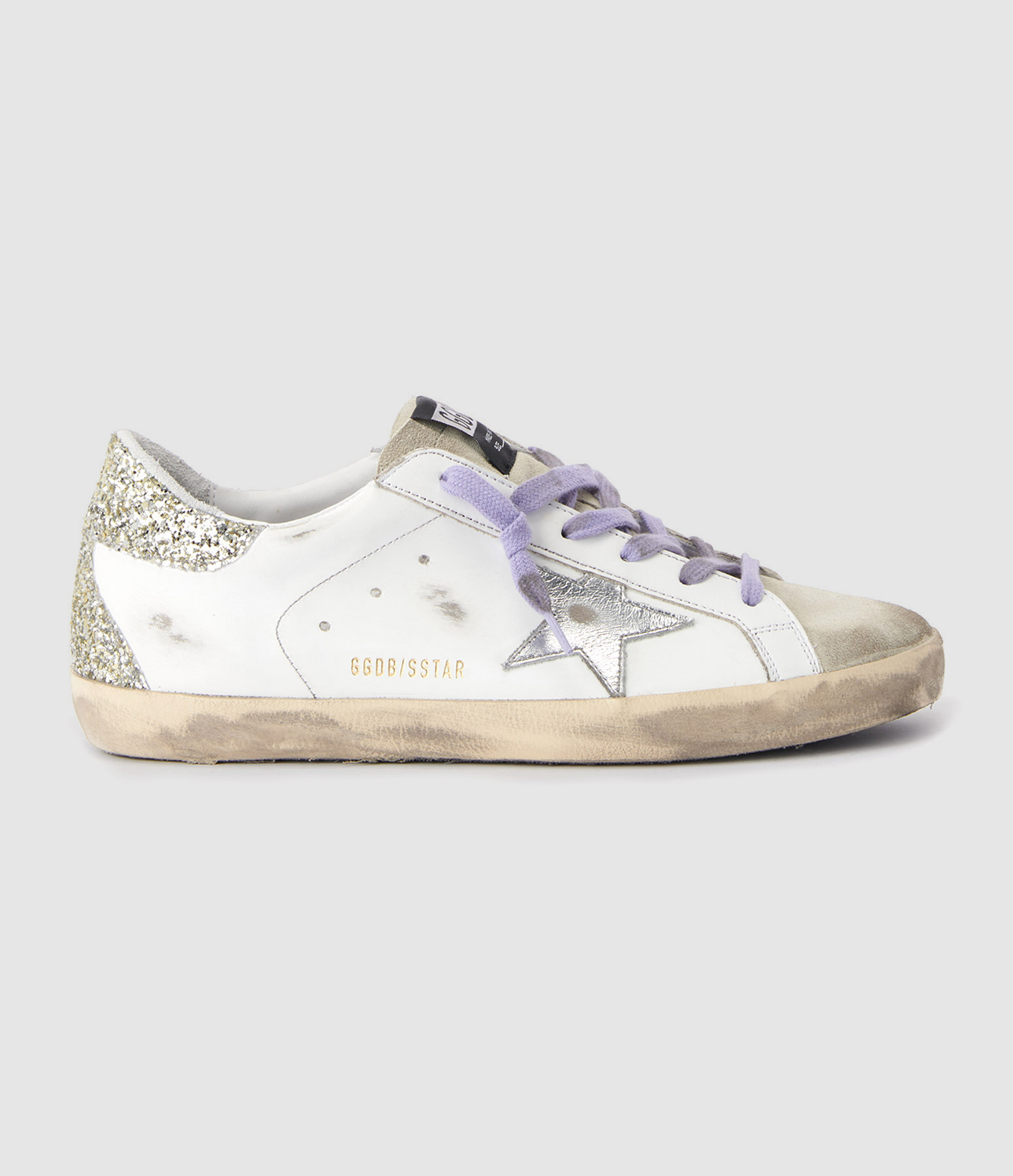 Baskets Super-star Cuir Glitter Blanc