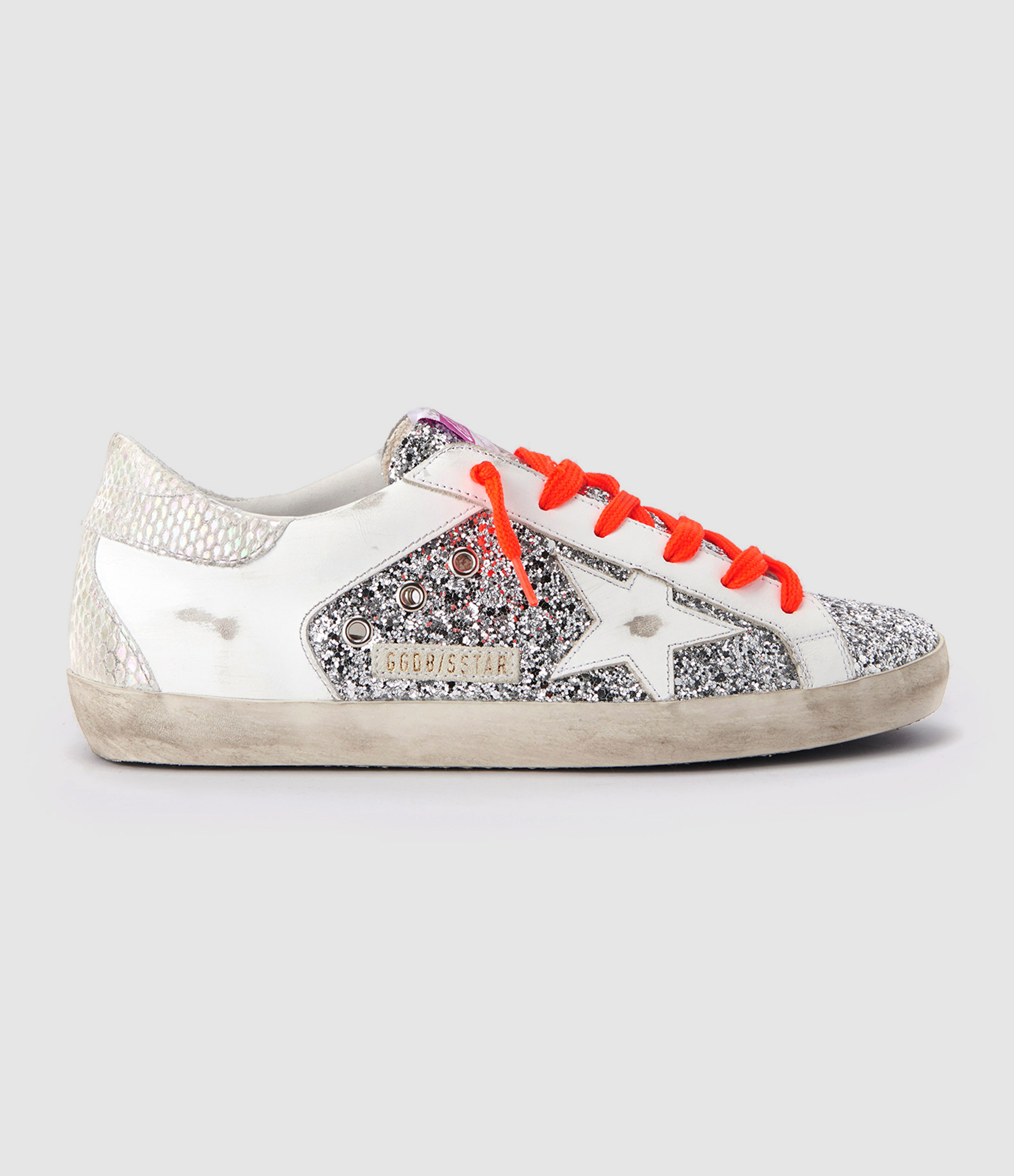 Baskets Super-star Cuir Blanc Glitter