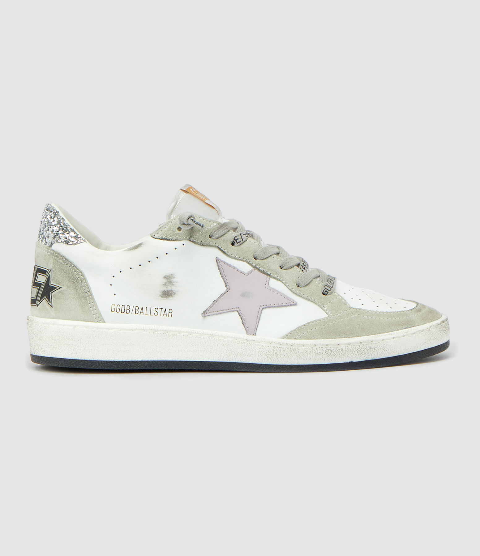 Baskets Ball Star Cuir Blanc Gris Lilas