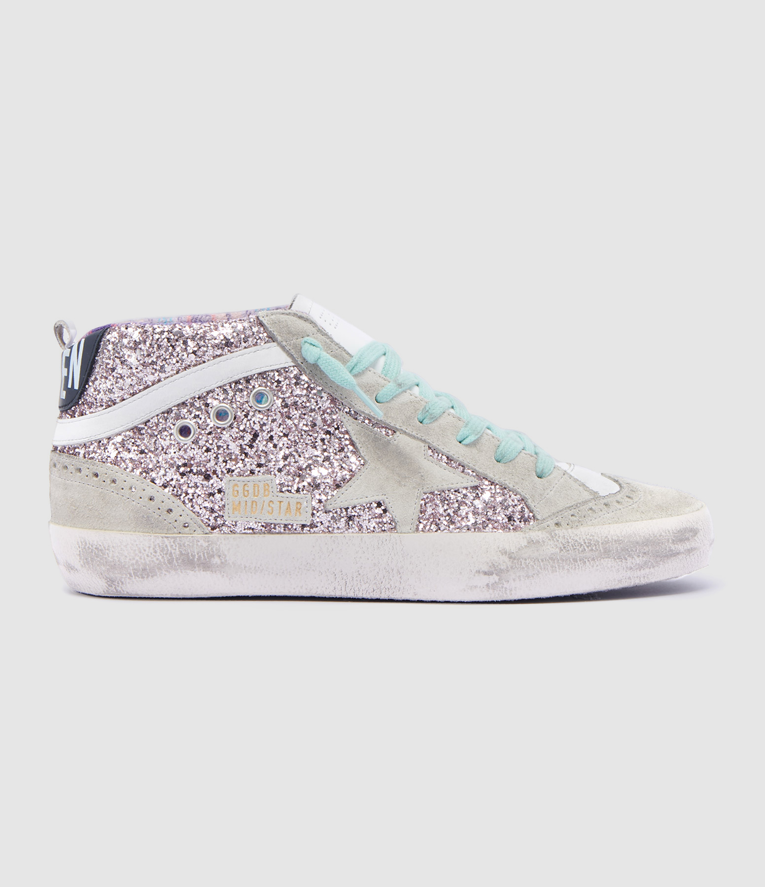 Baskets Mid Star Cuir Glitter Rose