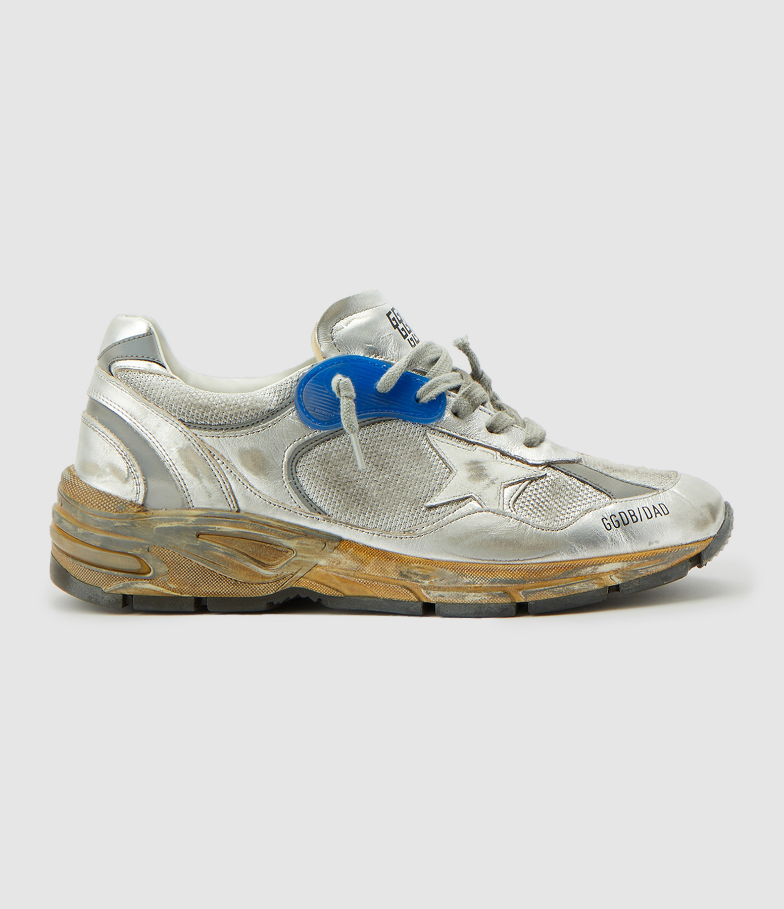 Baskets Running Dad Star Cuir Argenté Bleu