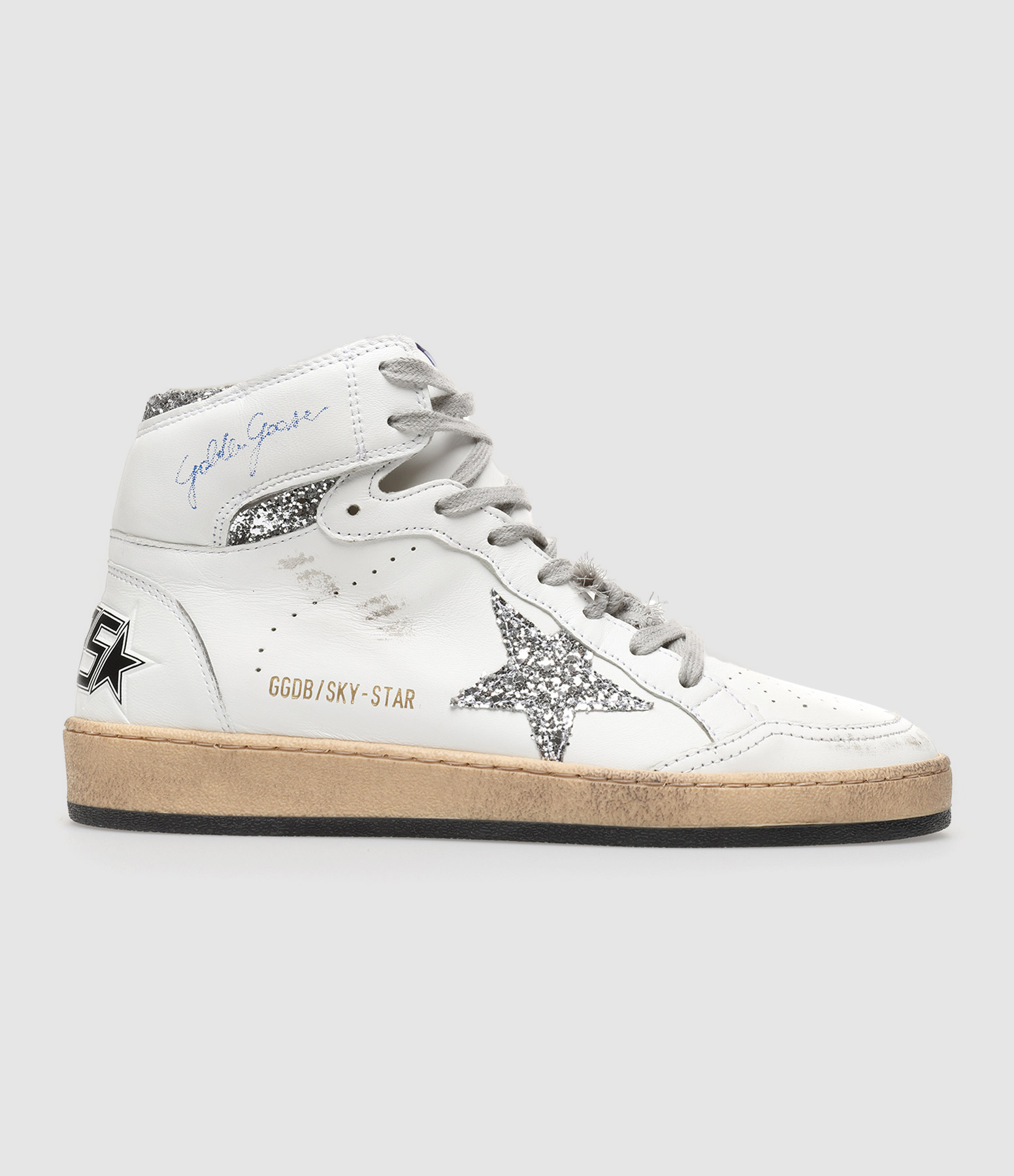 Baskets Sky Star Sérigraphie Cuir Blanc Glitter