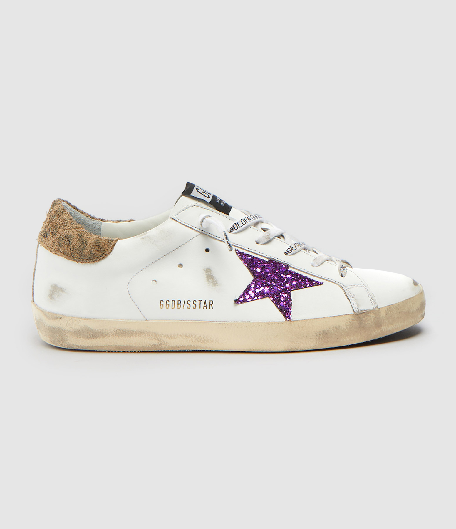 Baskets Super-star Cuir Blanc Glitter Violet