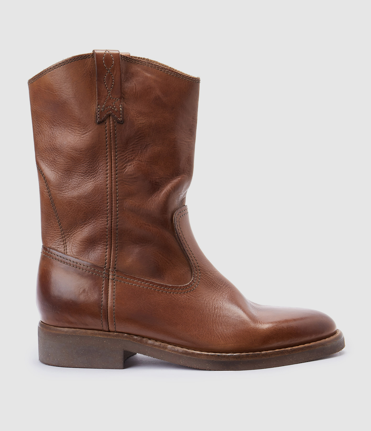 Bottines Biker Cuir Marron