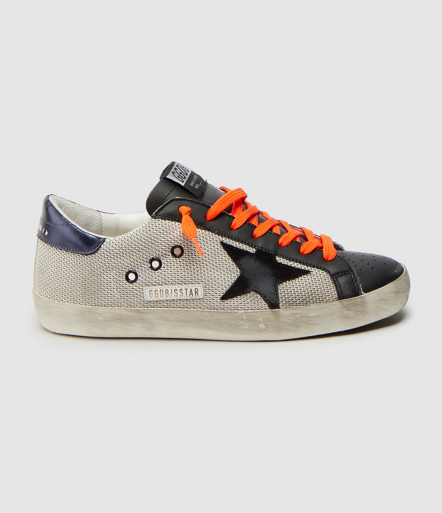 Baskets Homme Superstar Cuir Argenté Noir Orange