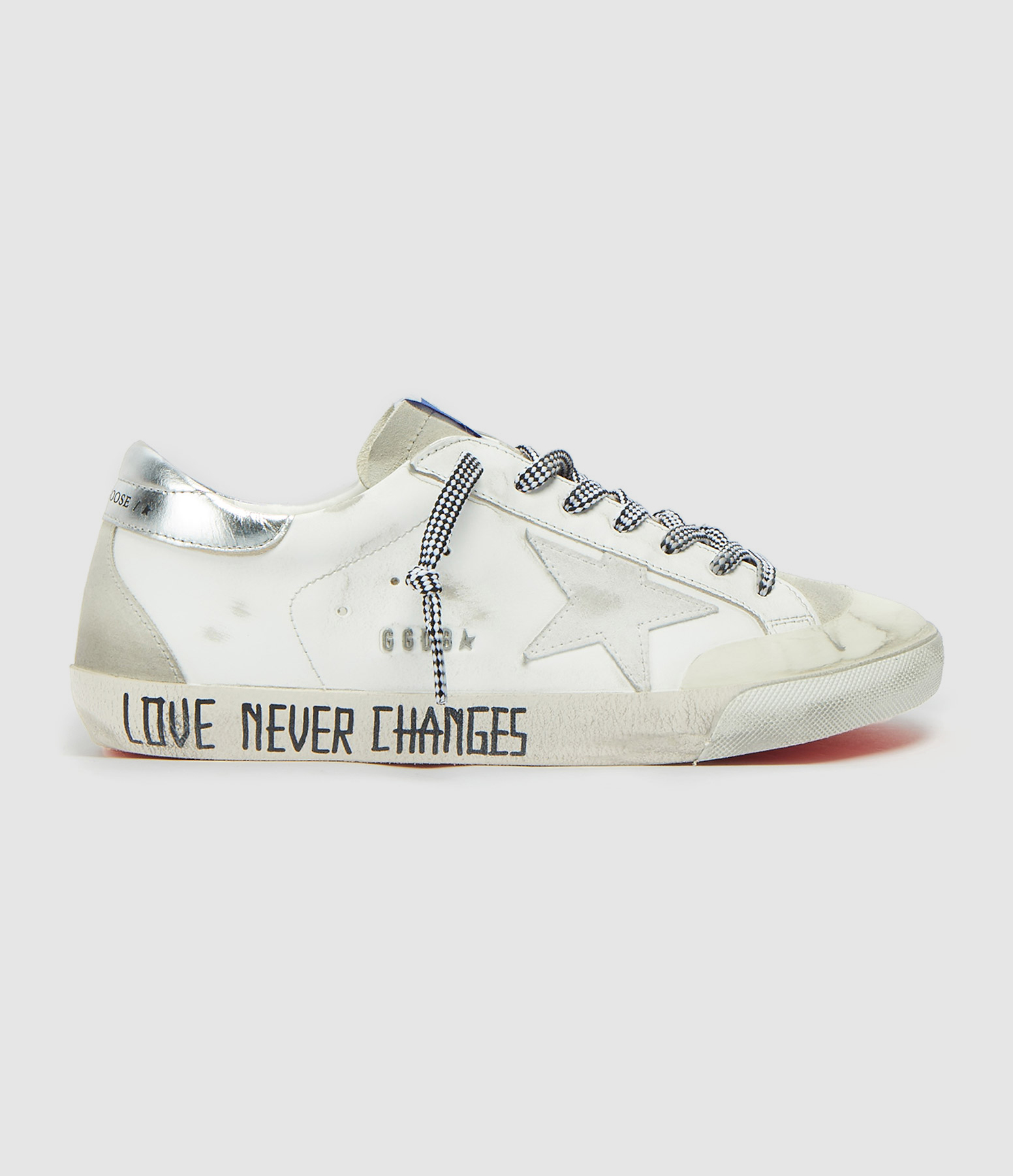 Baskets Homme Superstar Sérigraphie Cuir Blanc Argenté
