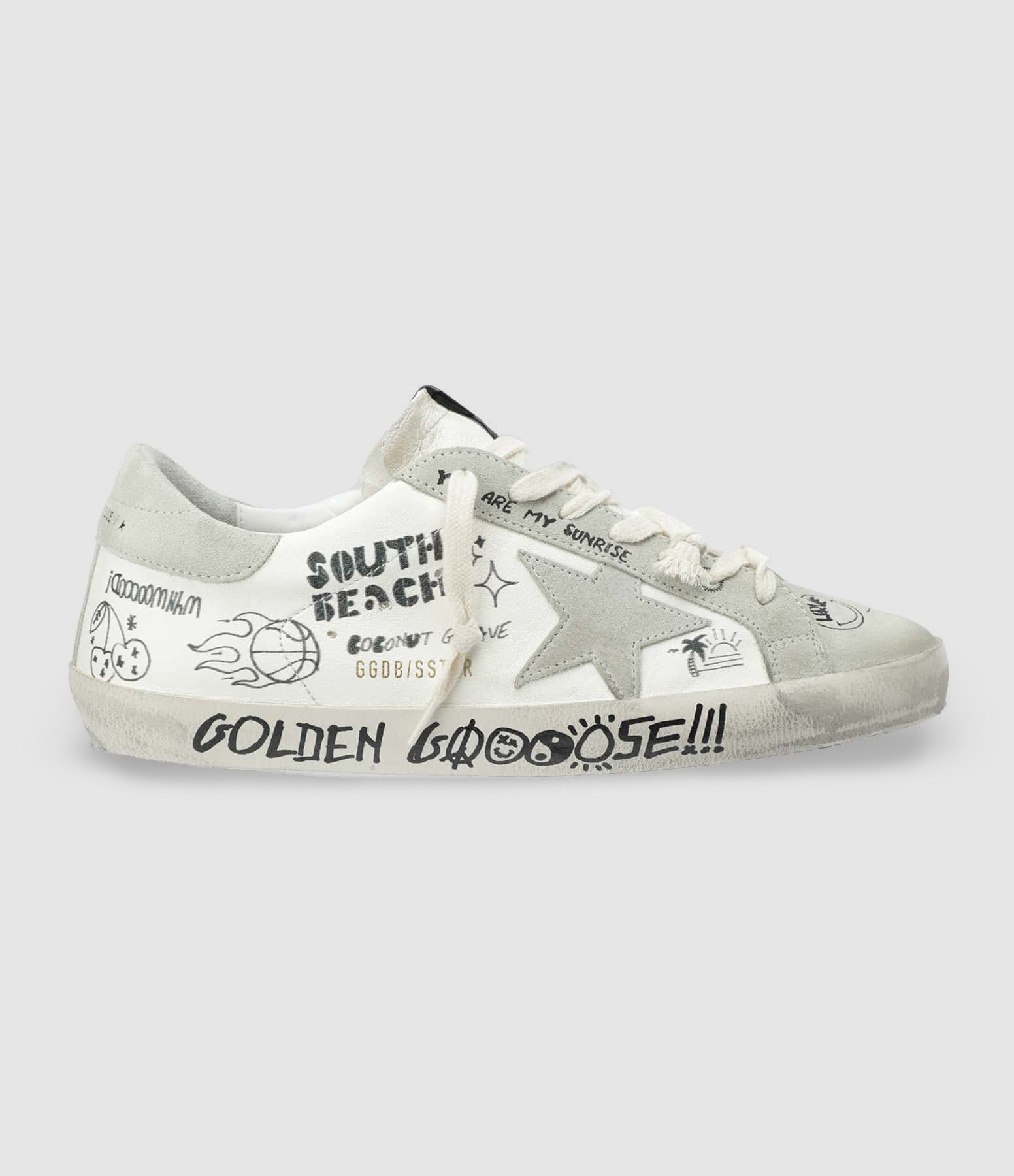Baskets Homme Superstar Sérigraphie Cuir Blanc