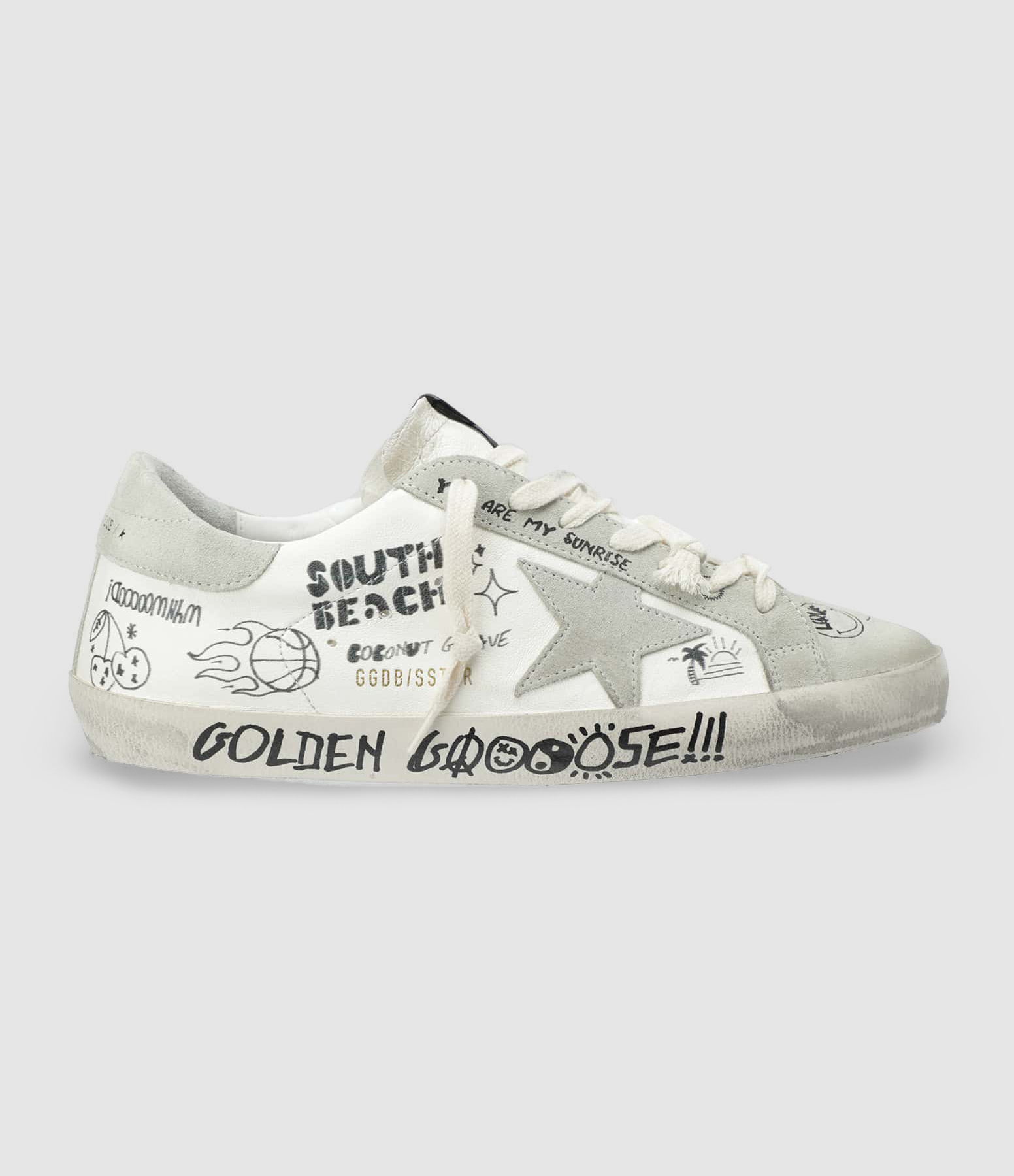 Baskets Super-star Sérigraphie Cuir Blanc