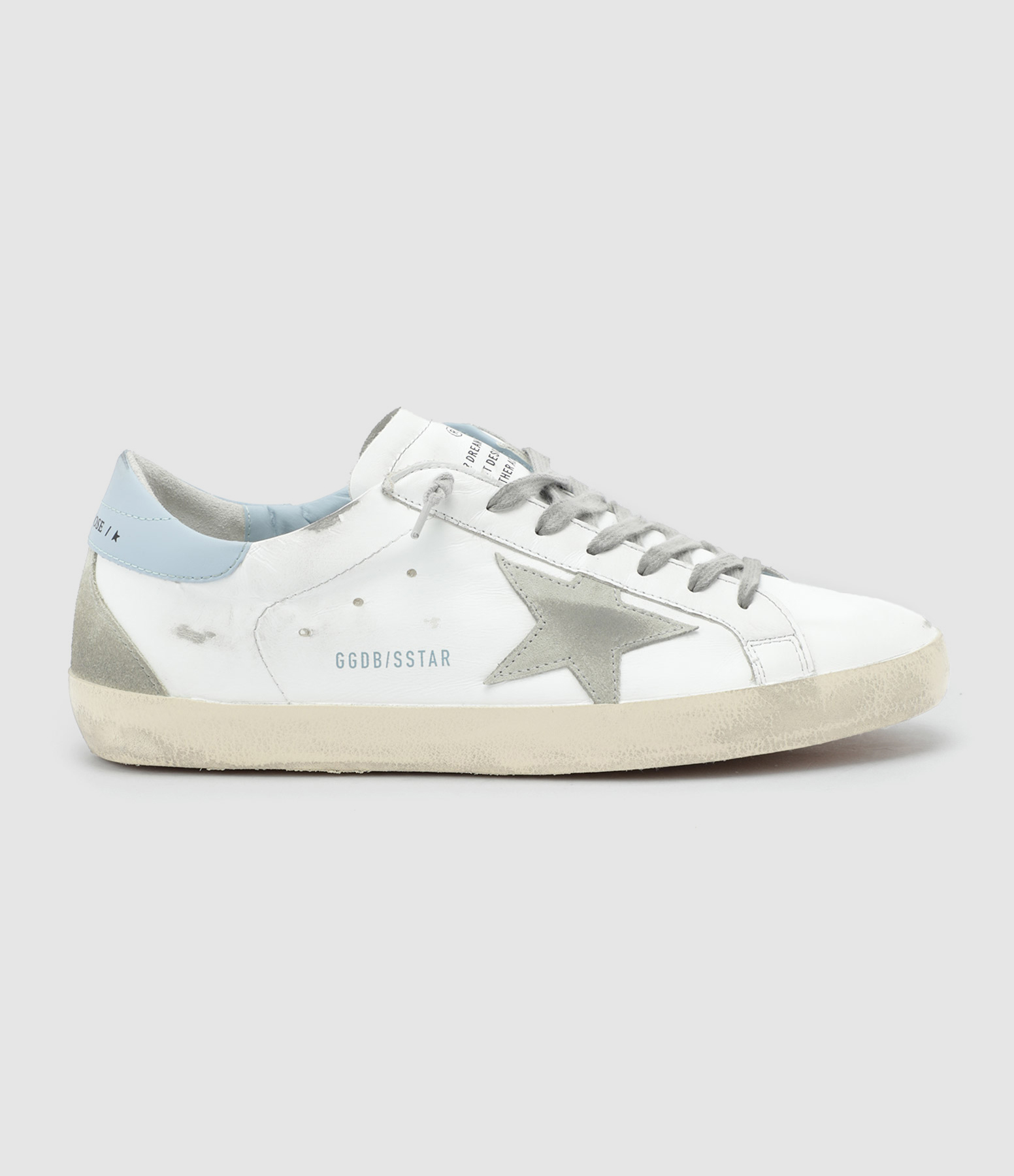 Baskets Homme Superstar Cuir Blanc Gris Bleu