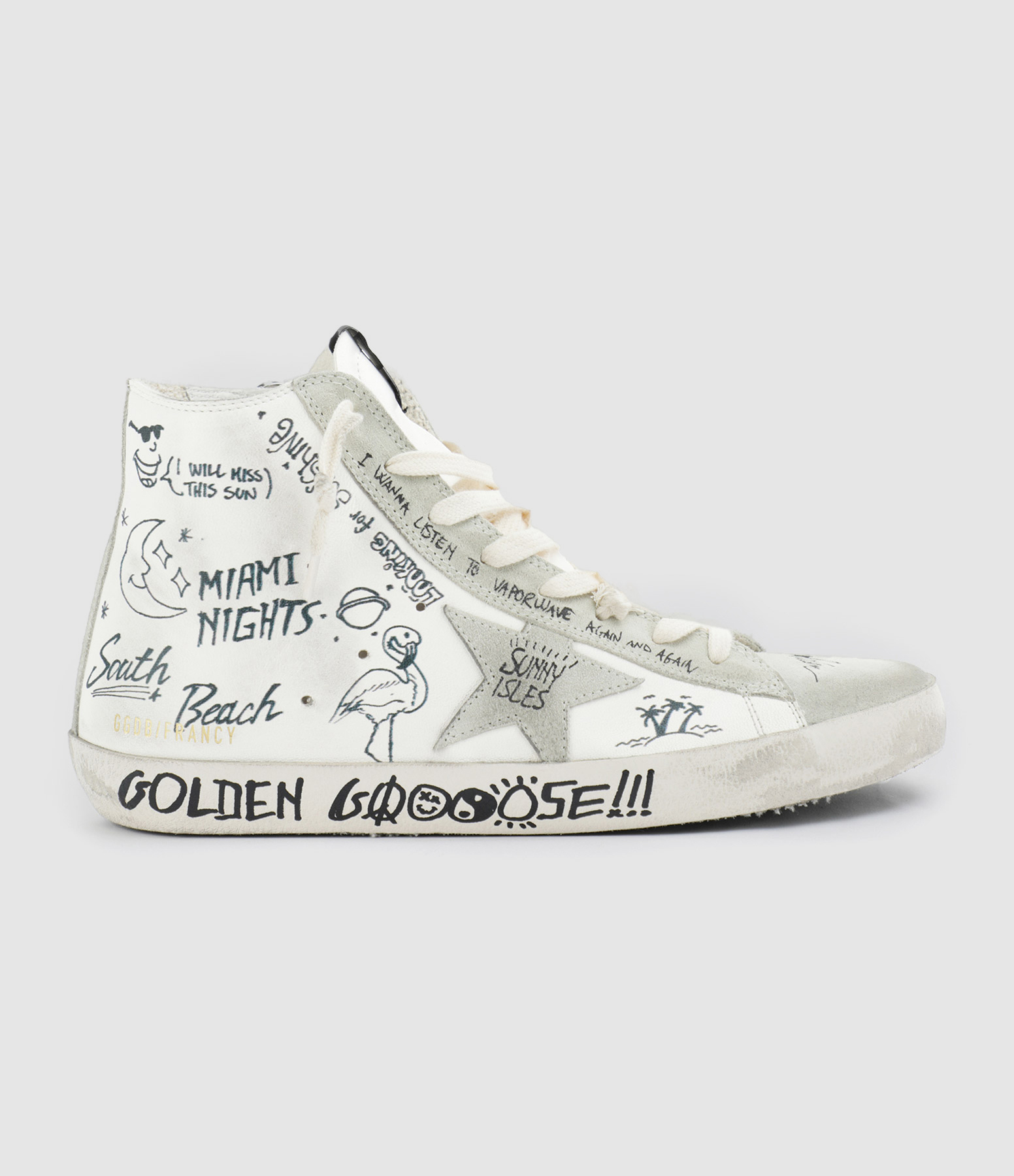 Baskets Homme Francy Sérigraphie Cuir Blanc