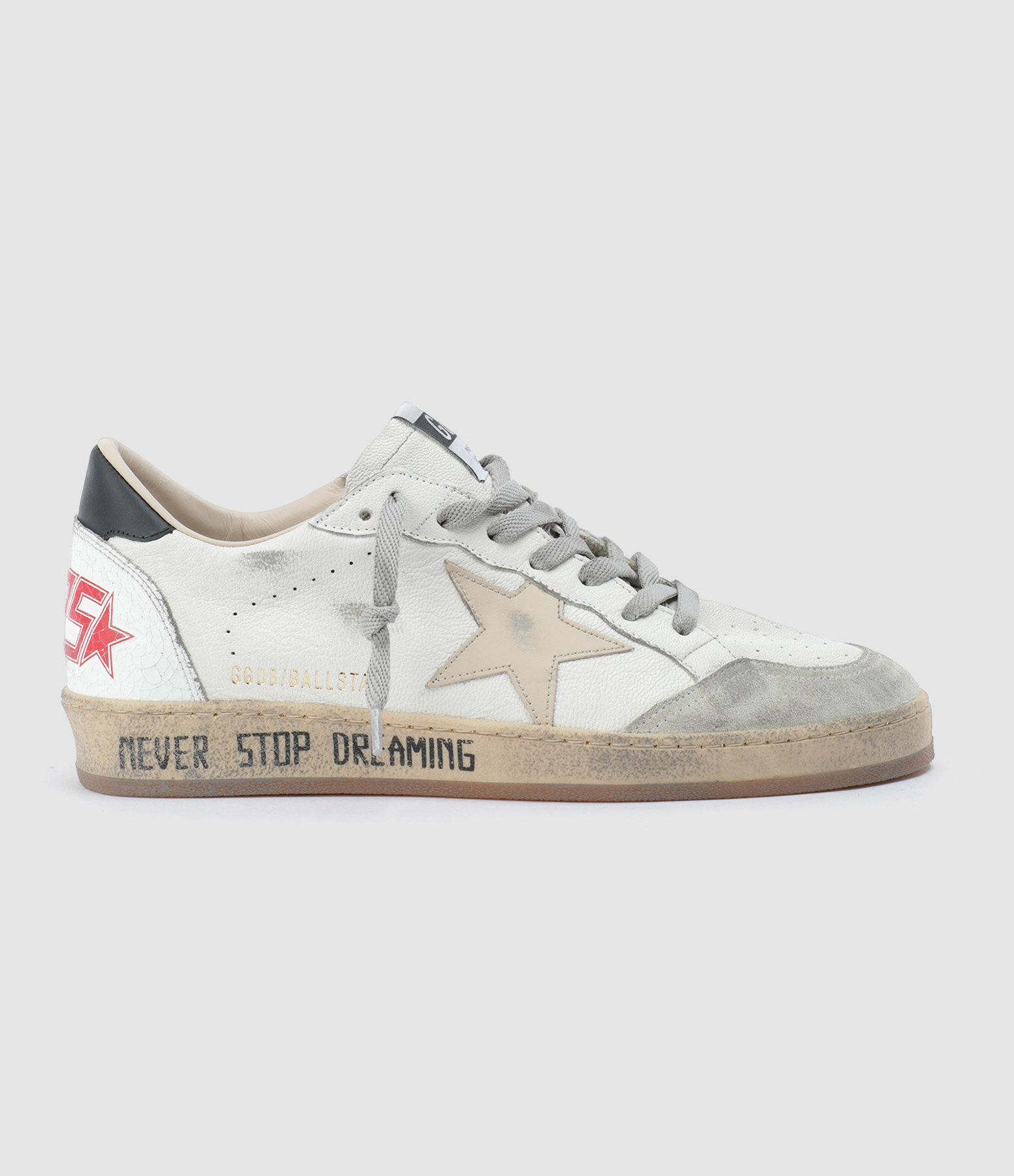 Baskets Homme Ball Star Sérigraphie Cuir Blanc Gris