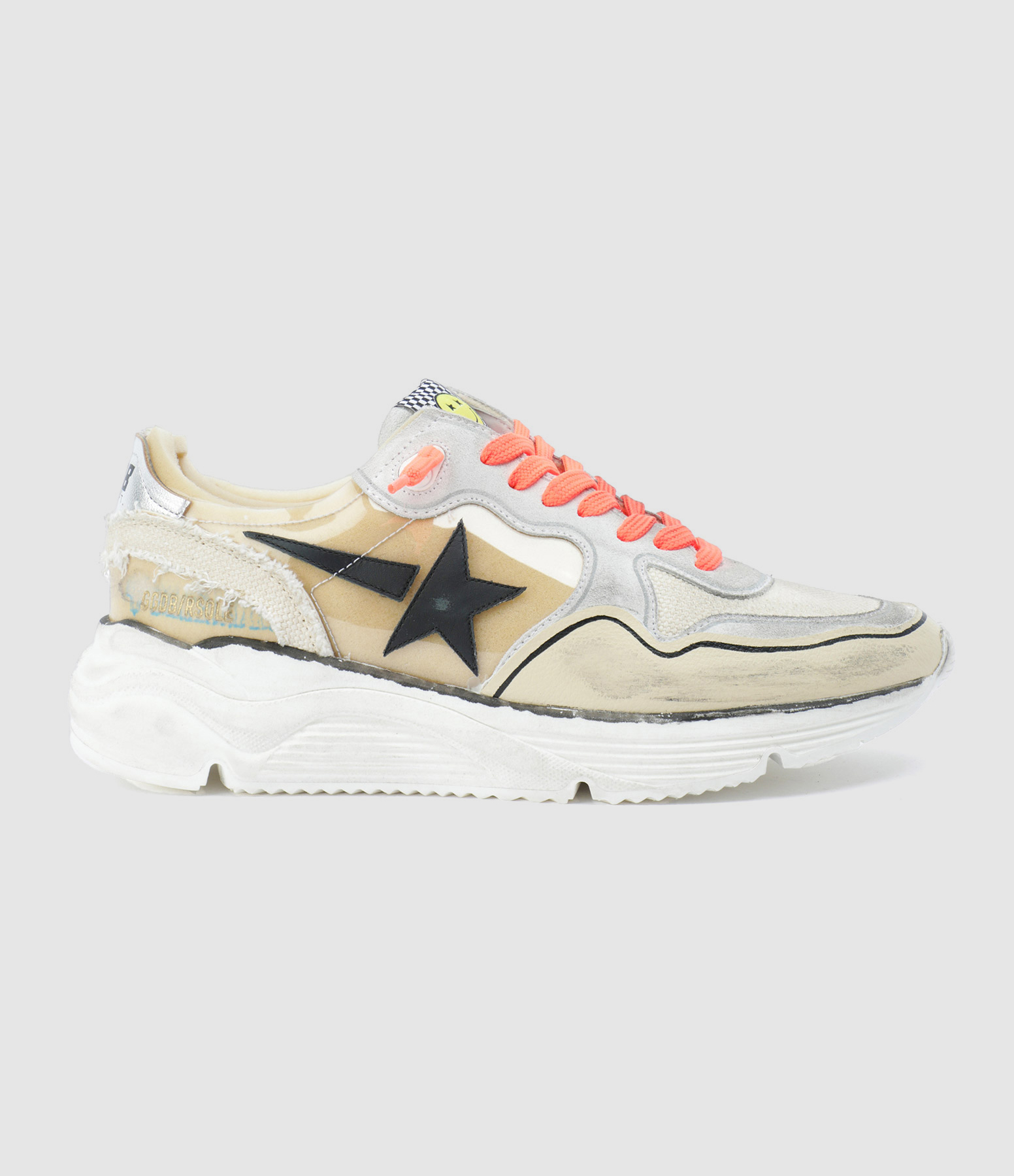 Baskets Homme Running Cuir Doré Noir