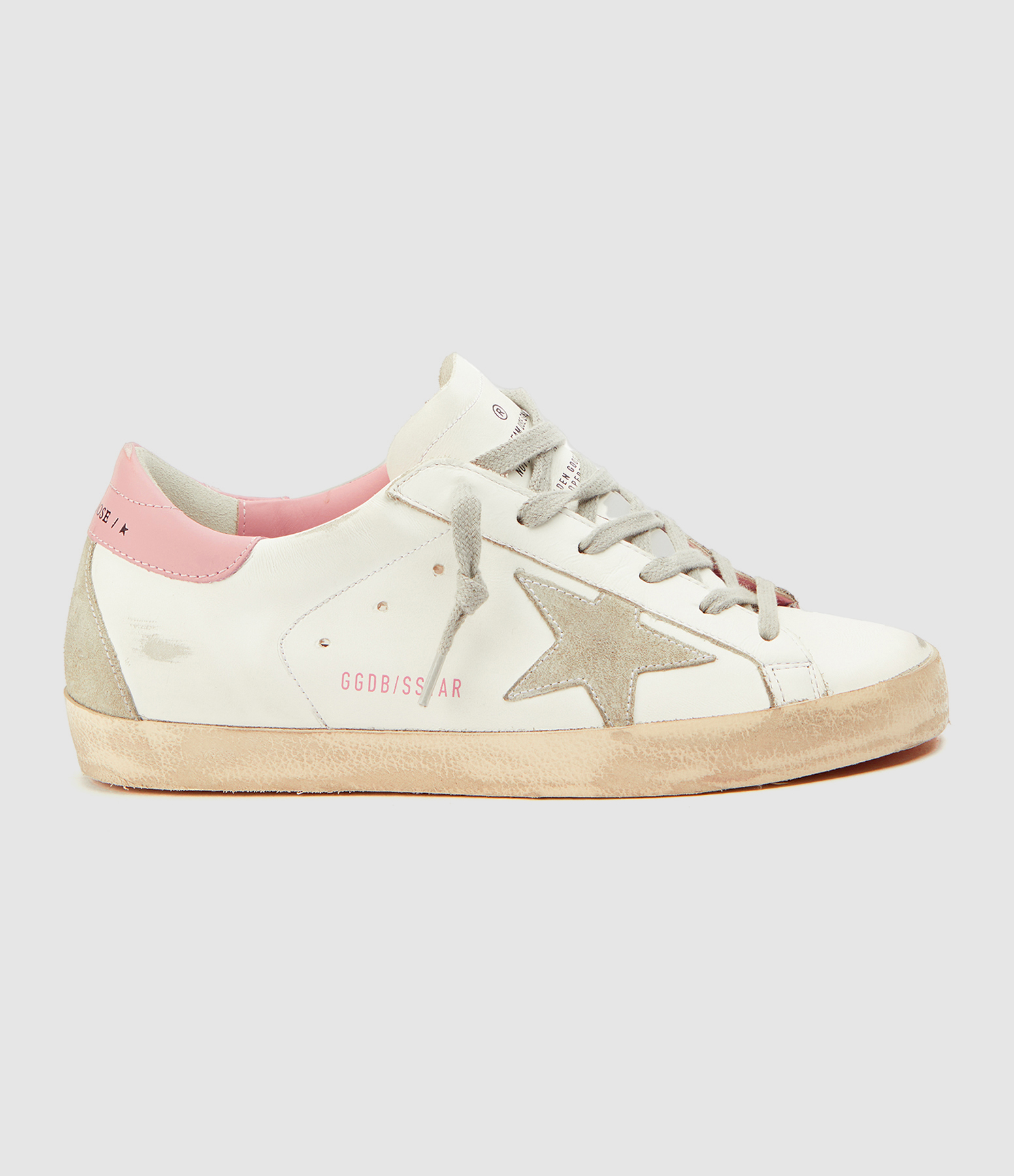 Baskets Super-star Cuir Blanc Rose Pâle