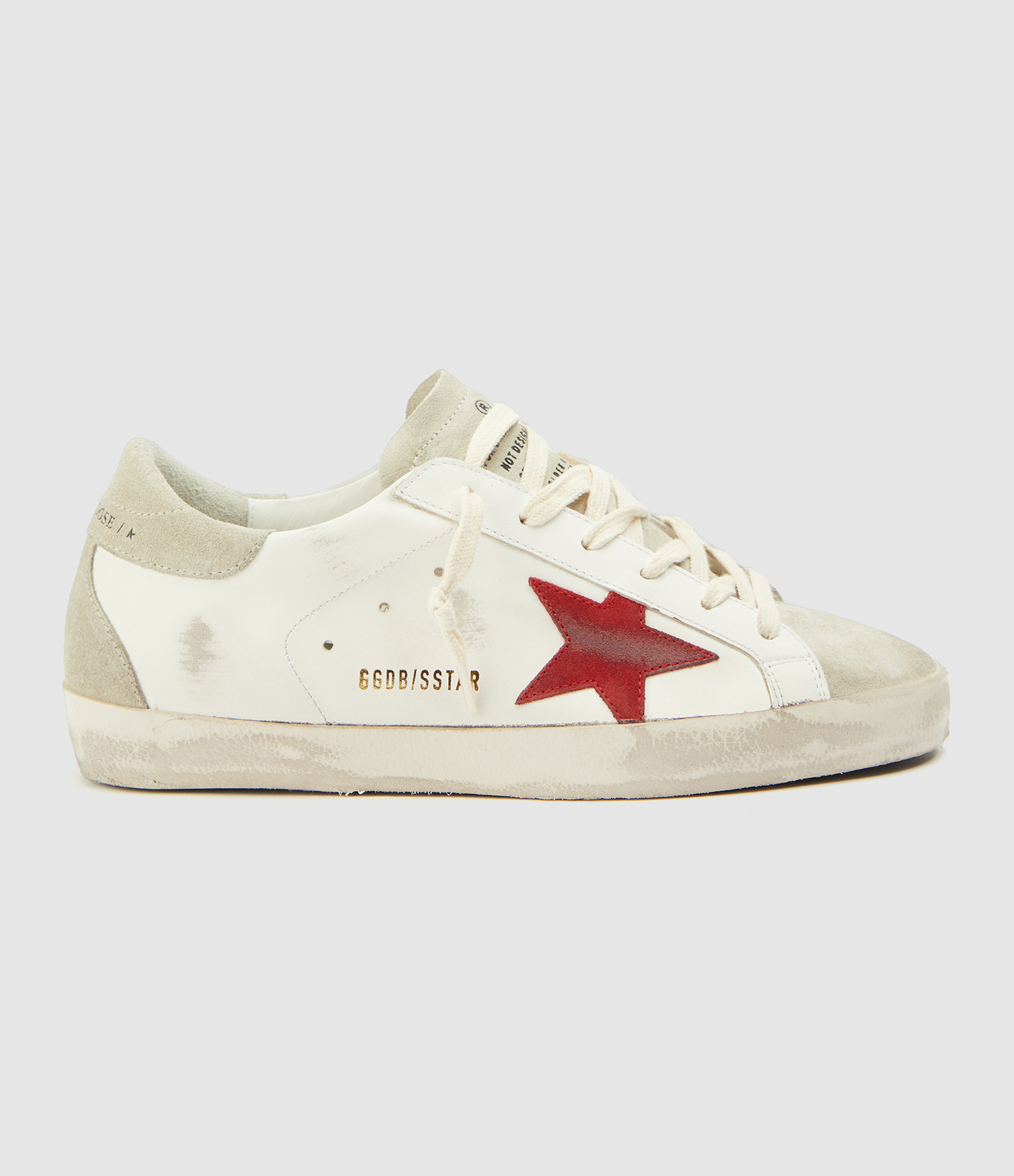 Baskets Super-star Cuir Blanc Rouge
