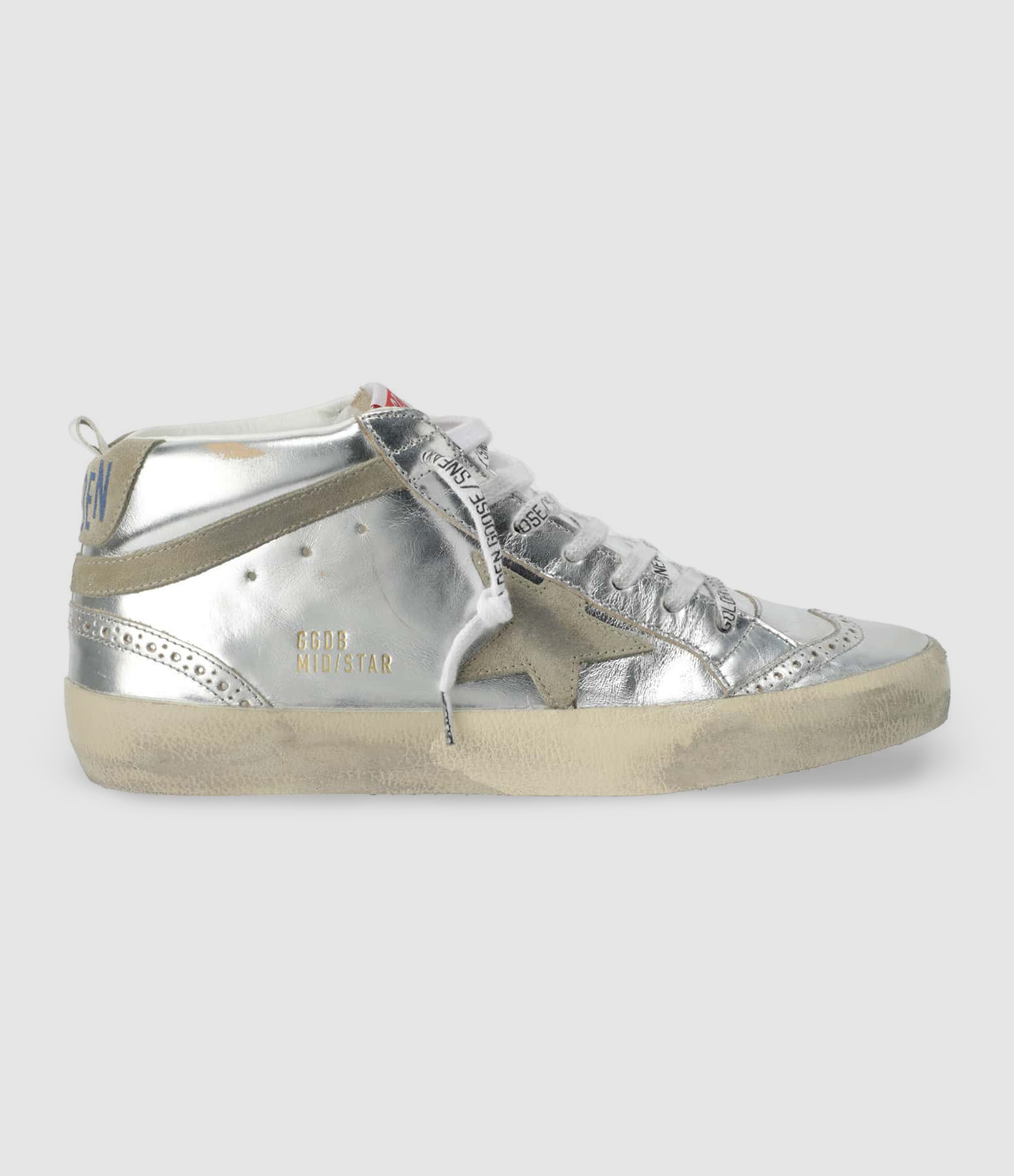 Baskets Mid Star Cuir Argenté