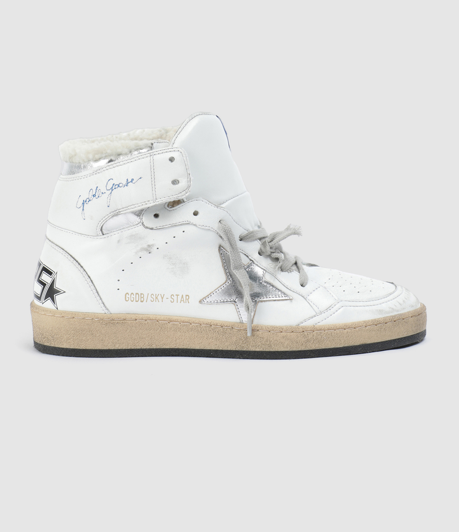 Baskets Sky Star Cuir Blanc Argenté