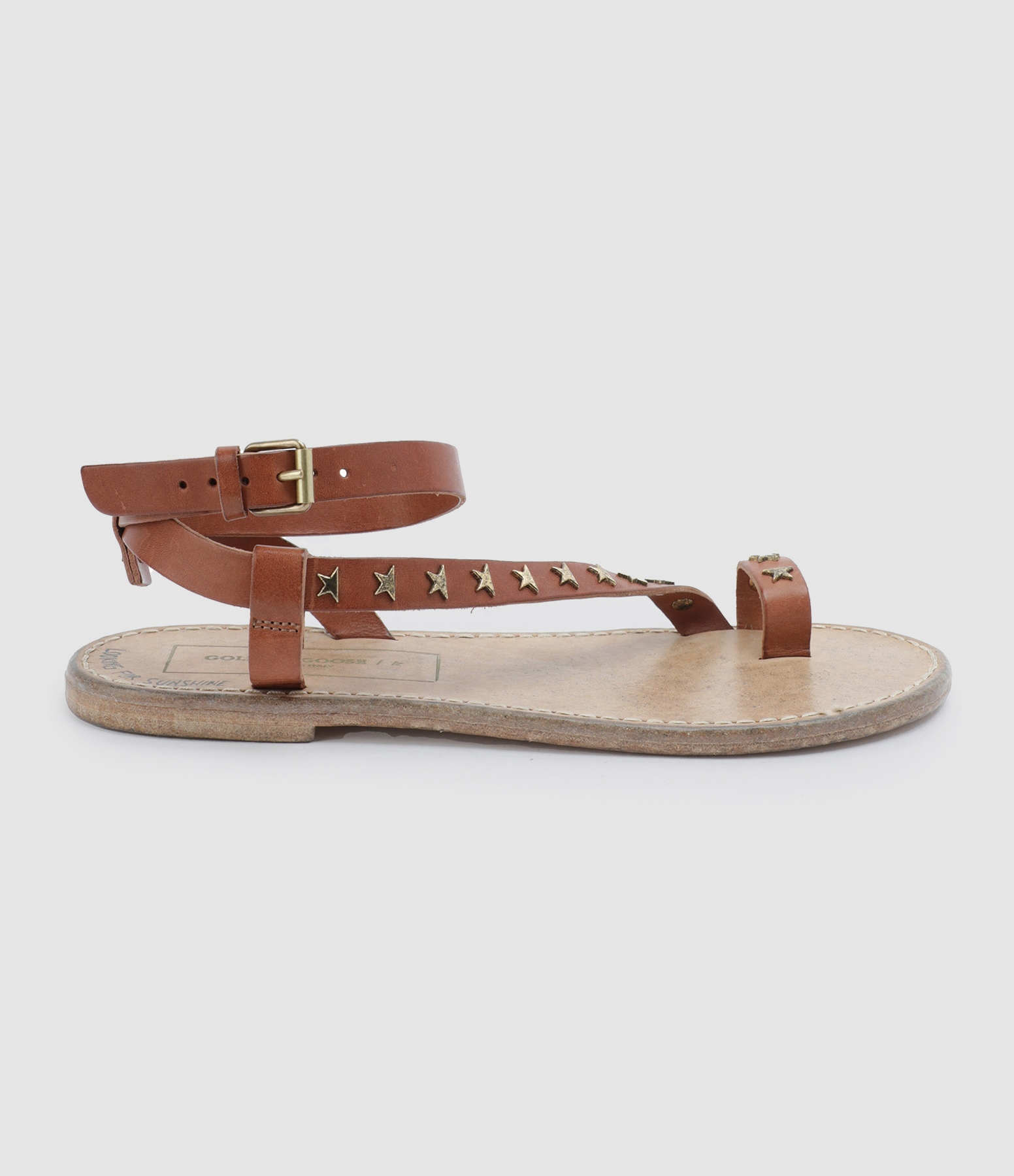 Sandales Janis Cuir Clous Marron