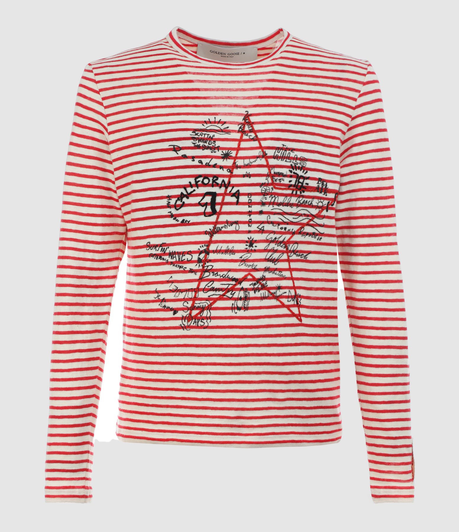 Tee-shirt Golden Coton Rayures Rouge Blanc