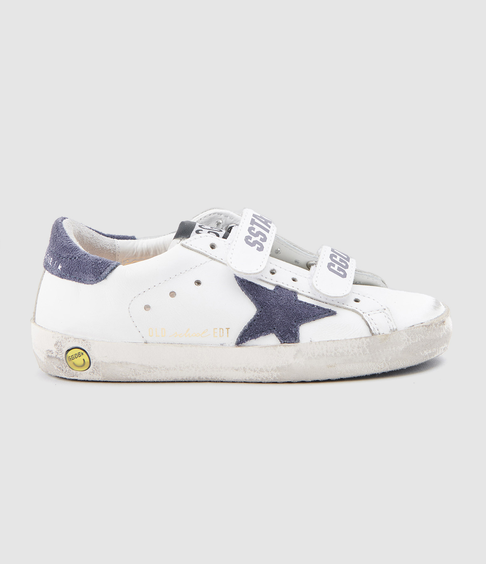 Baskets Enfant Old School Cuir Blanc Bleu Navy