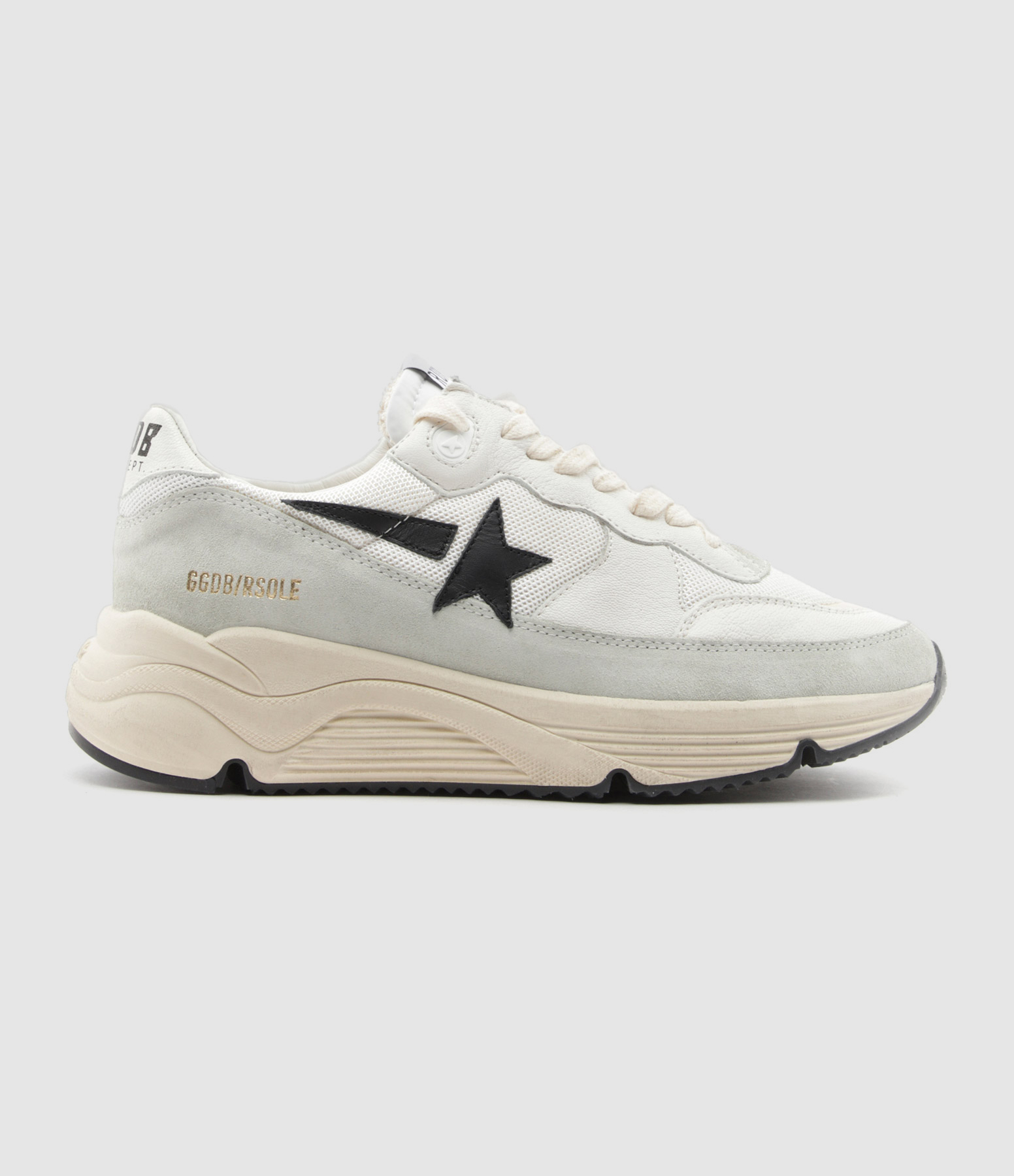 Baskets Running Sole Cuir Blanc Ivoire Noir