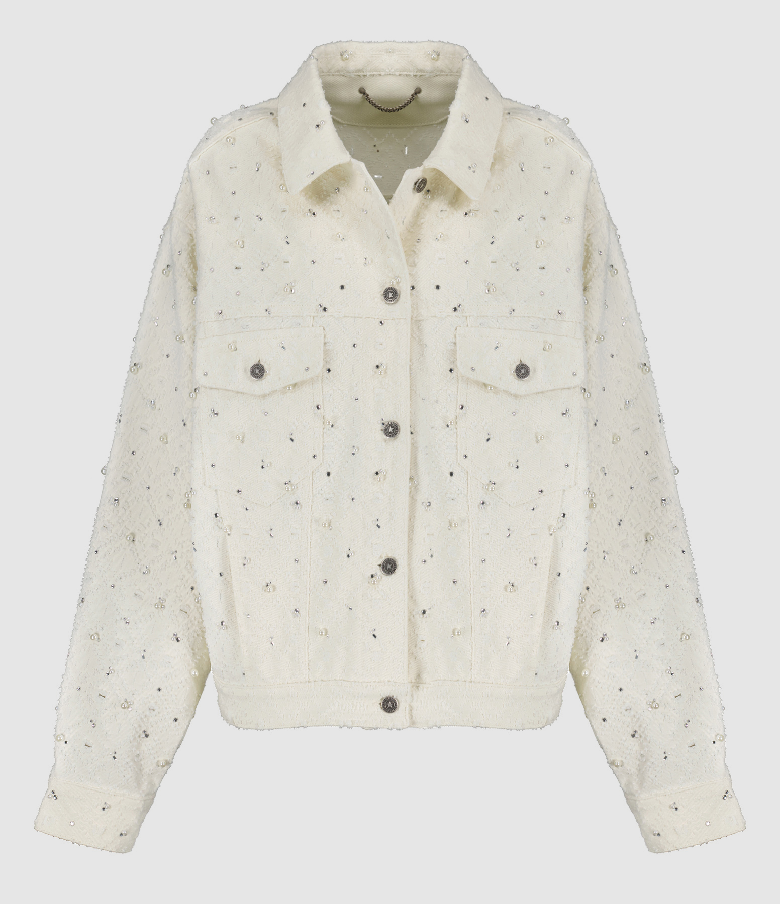 Veste Journey Cristaux Coton Denim Écru
