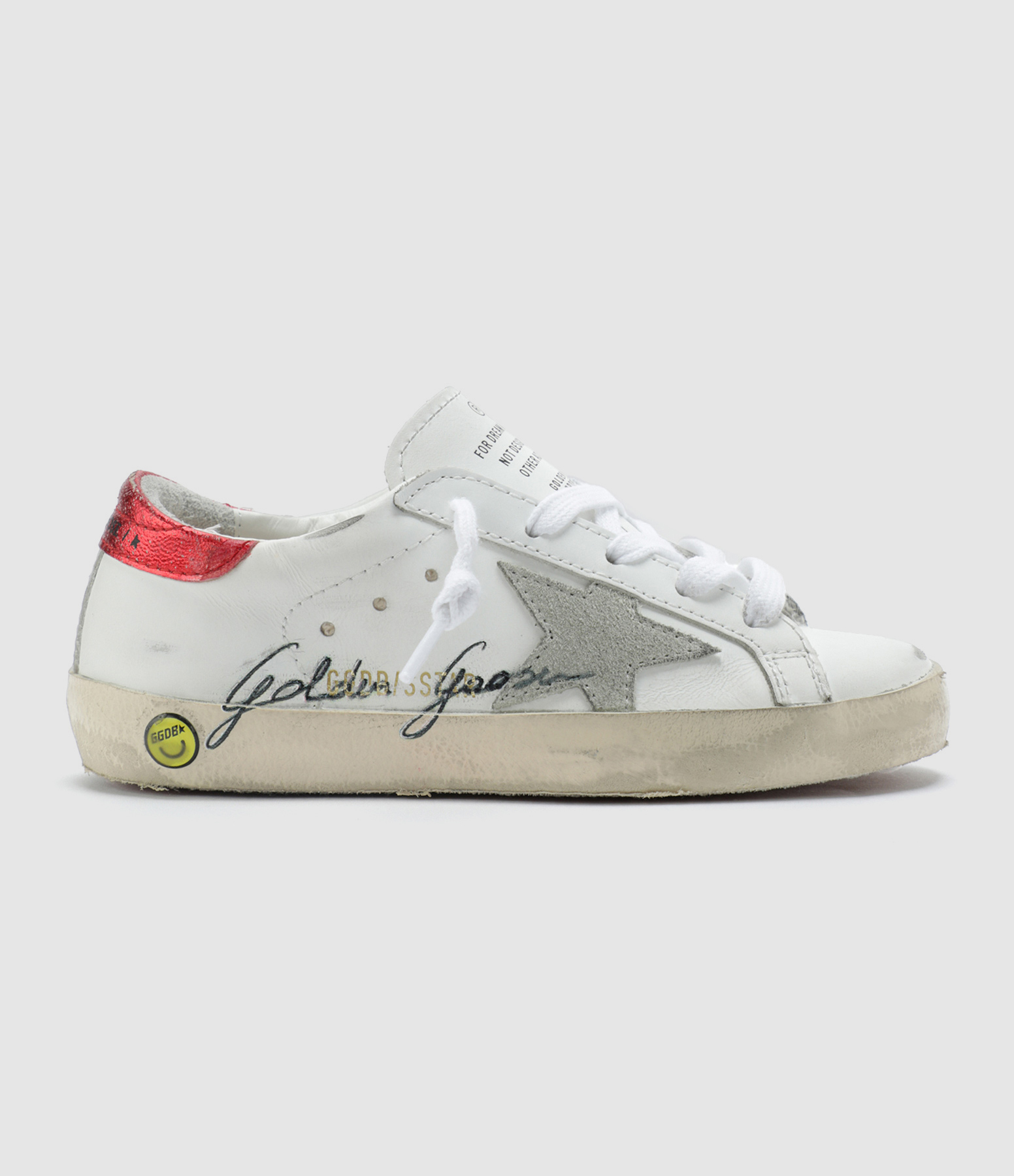 Baskets Enfant Superstar Cuir Blanc Rouge Irisé